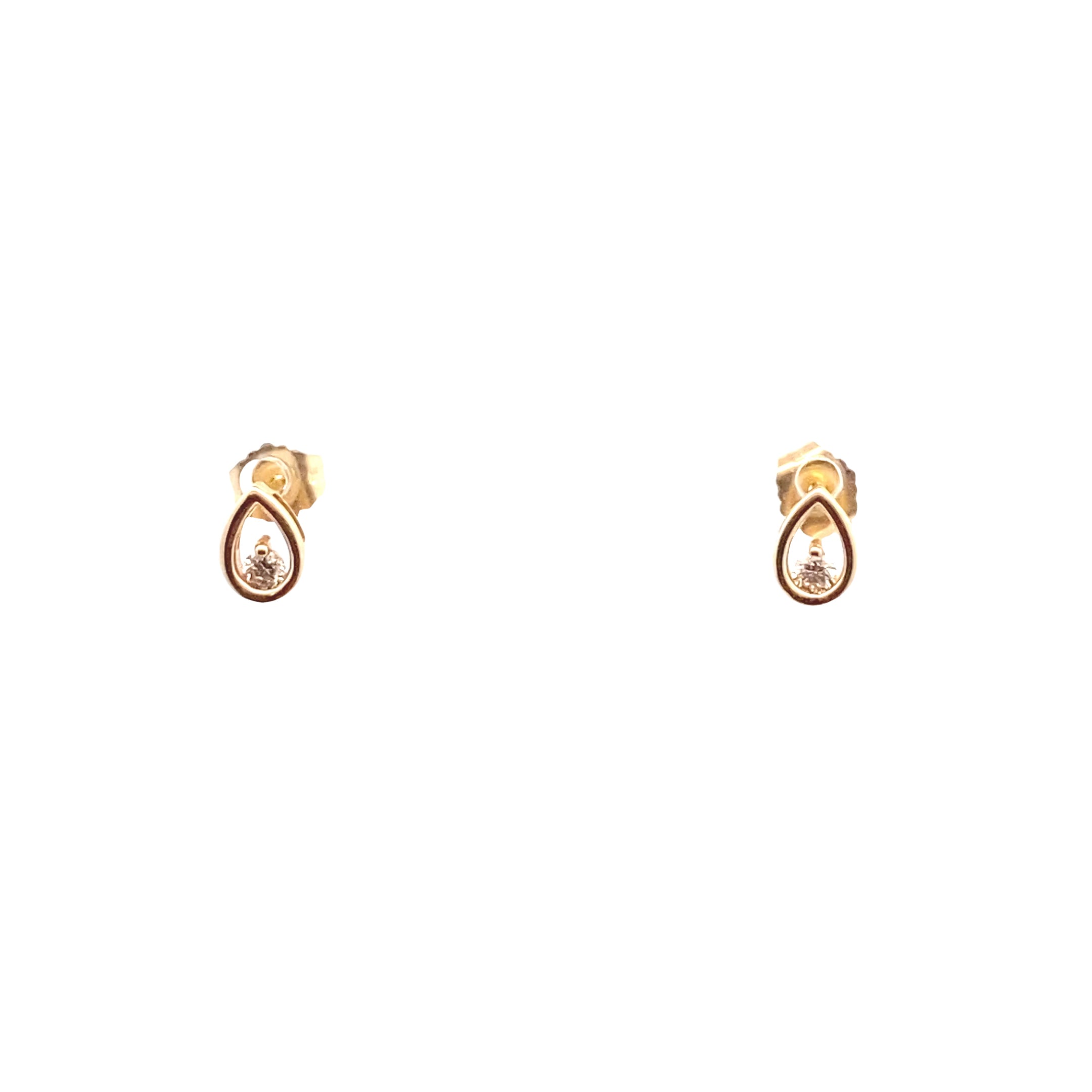 14K YELLOW GOLD 1/10CT. TEAR DROP EARRINGS
