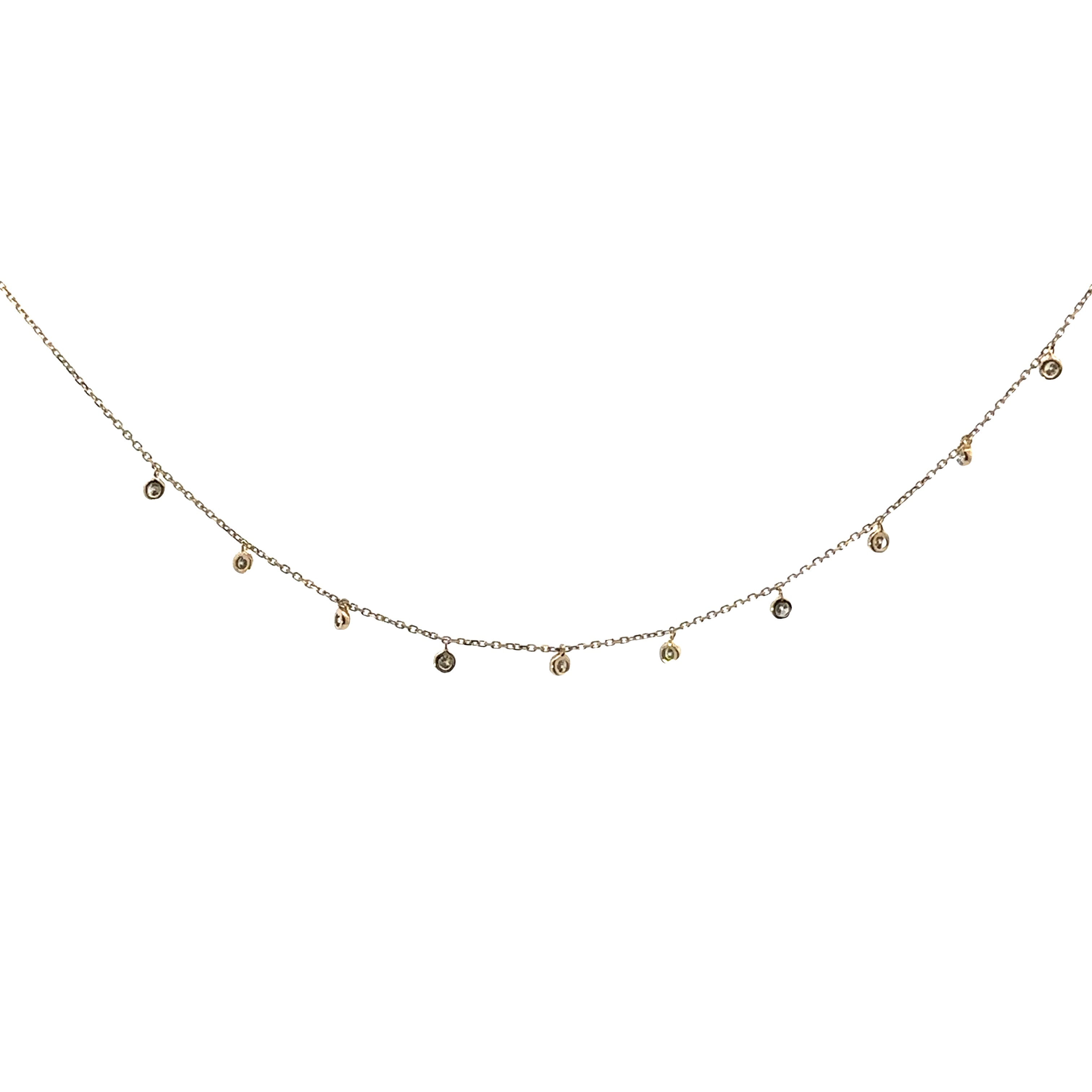 14K YELLOW GOLD DIAMOND FASHION NECKLACE