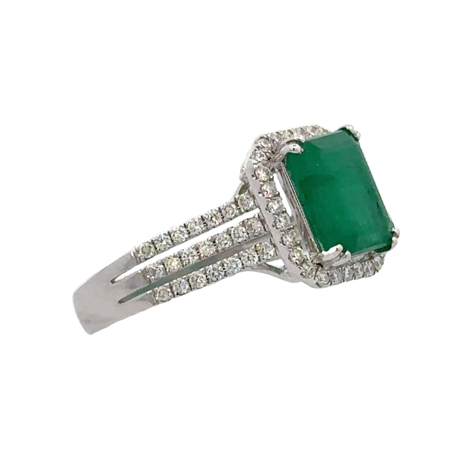 Effy 14k White Gold Emerald and Diamond Ring