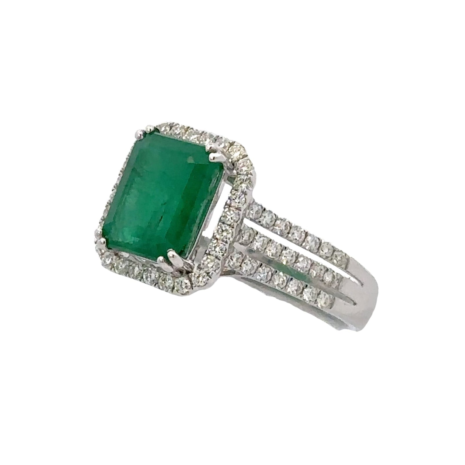 Effy 14k White Gold Emerald and Diamond Ring