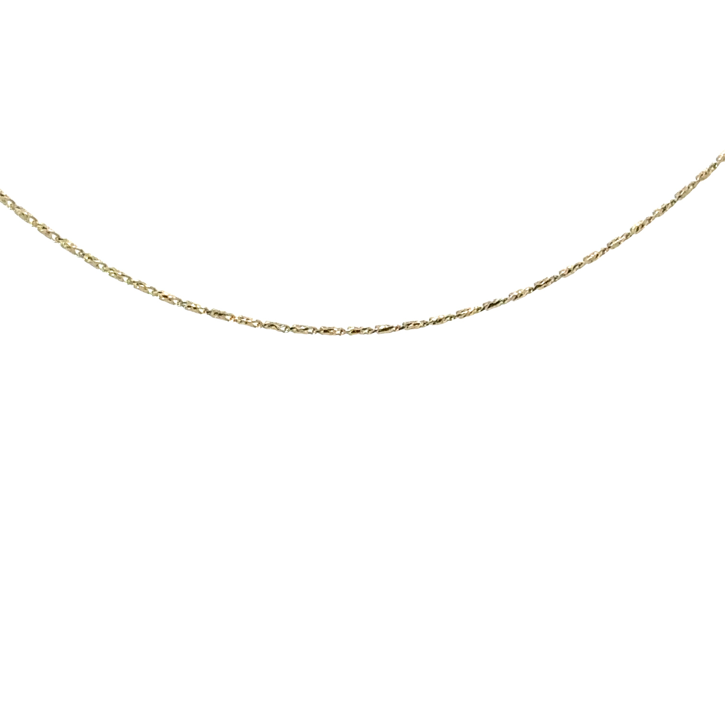 A 20-inch 14K yellow gold diamond-cut celebrity chain necklace.