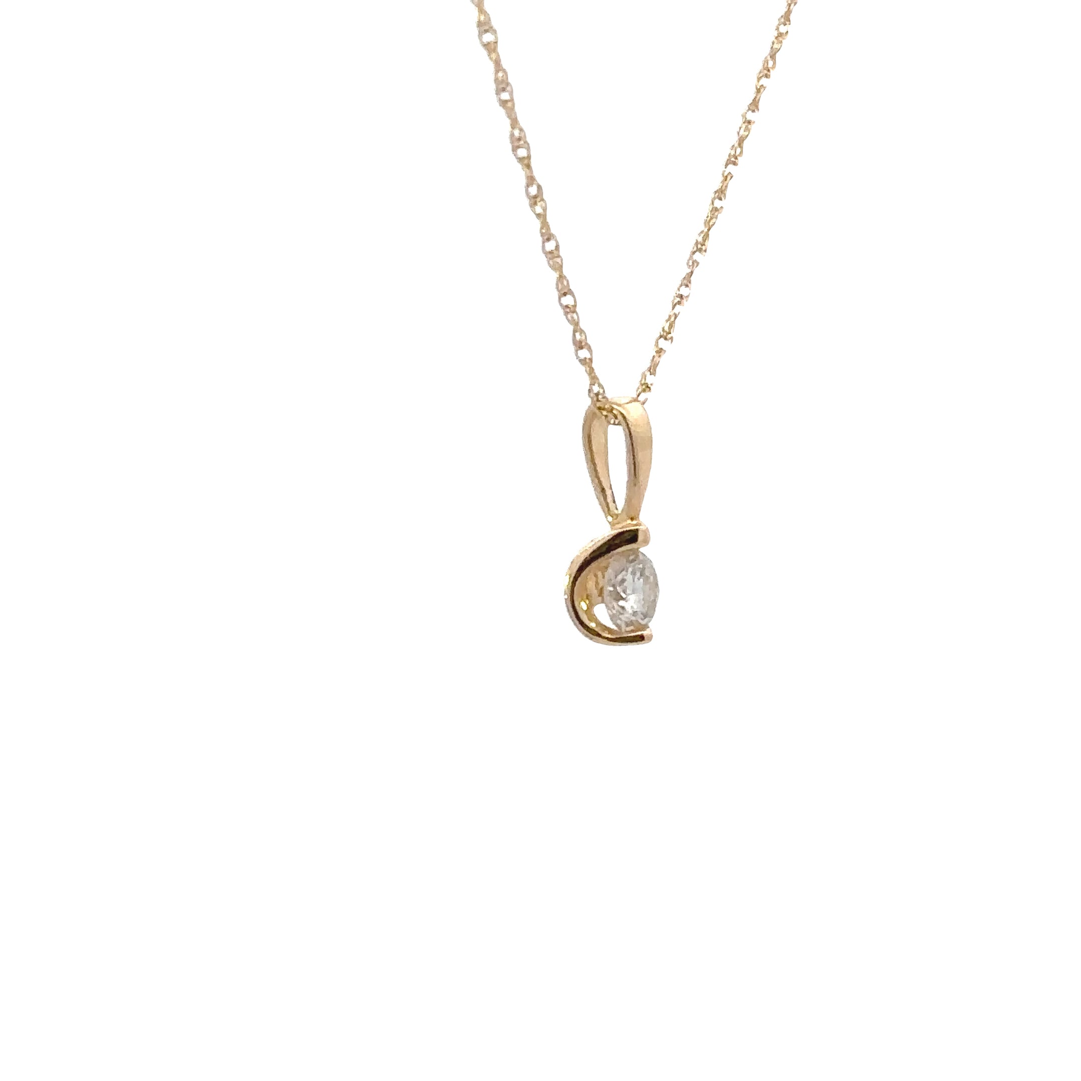 14K Yellow Gold 1/5CT. Round Tension-Set Diamond Pendant Necklace