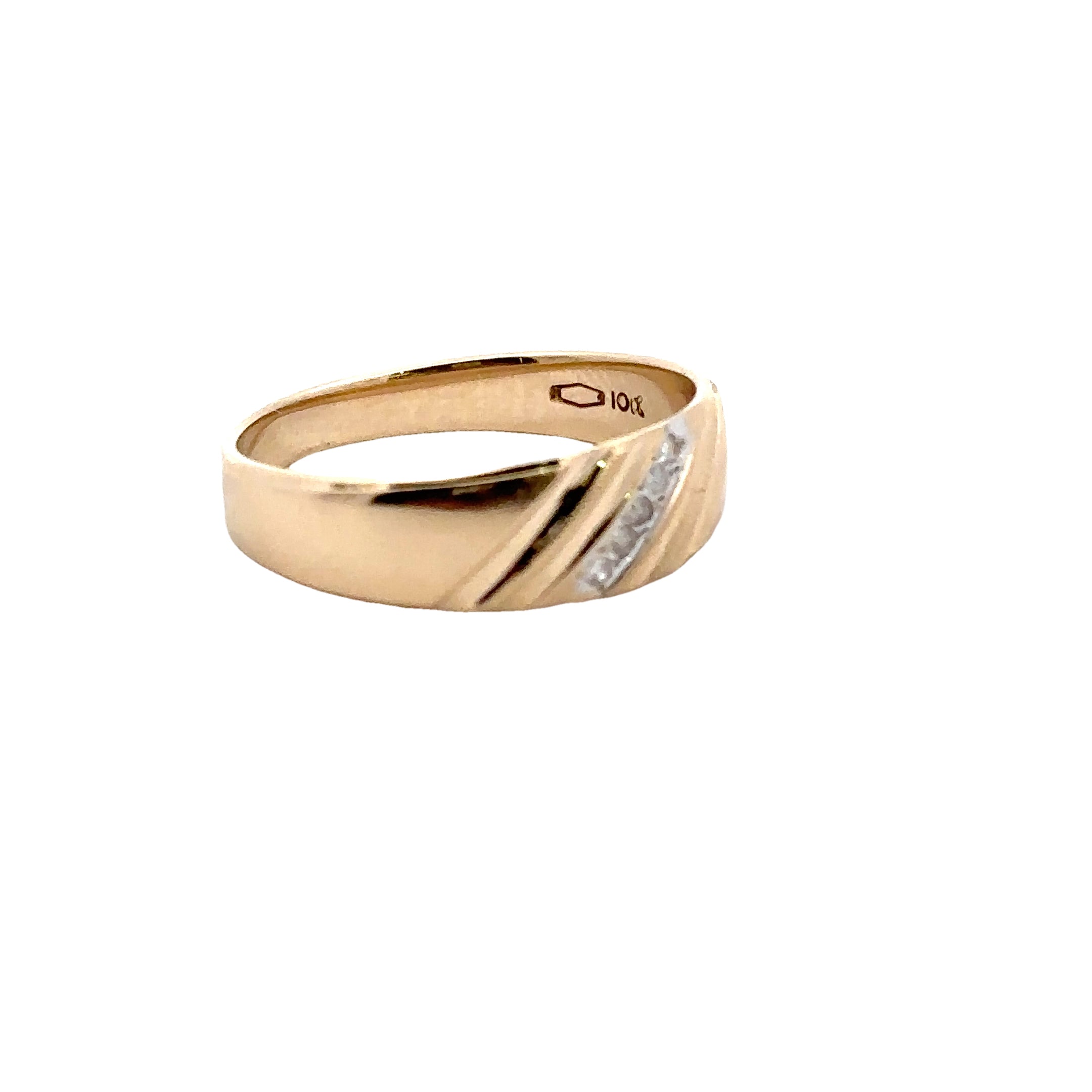 Estate Collection: 14K Yellow Gold Polished Diamond Men's Band