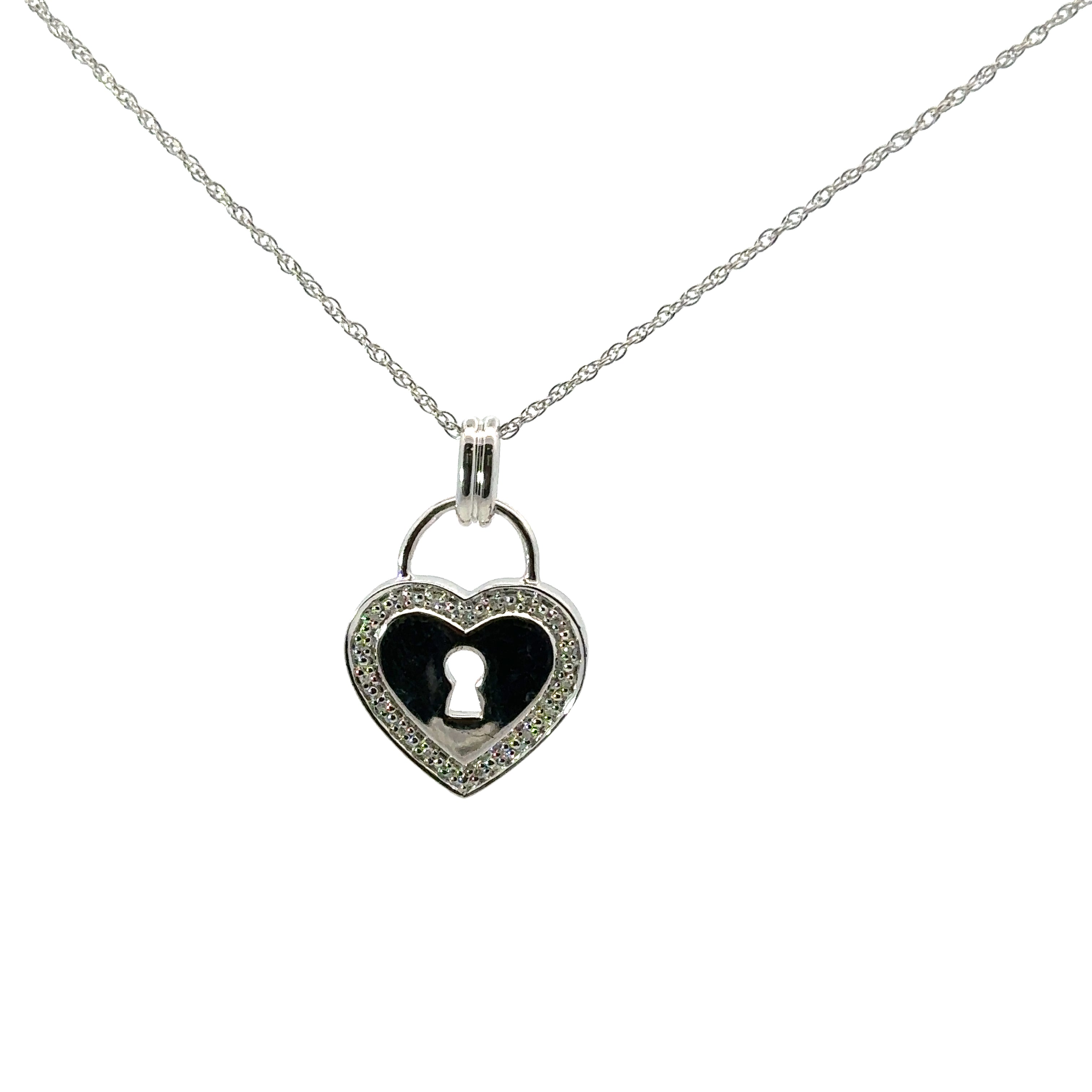 Sterling Silver Diamond Heart Pendant Necklace