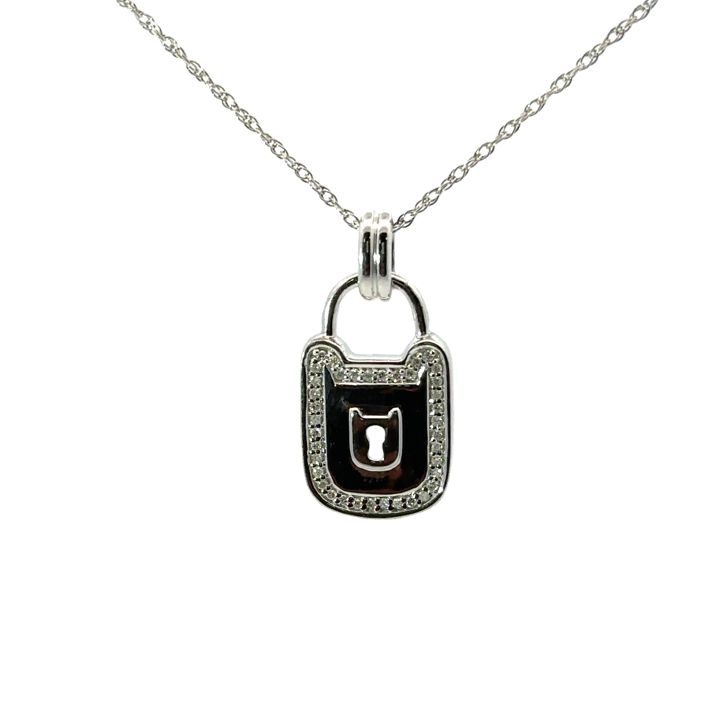 Sterling Silver Lock Pendant Necklace