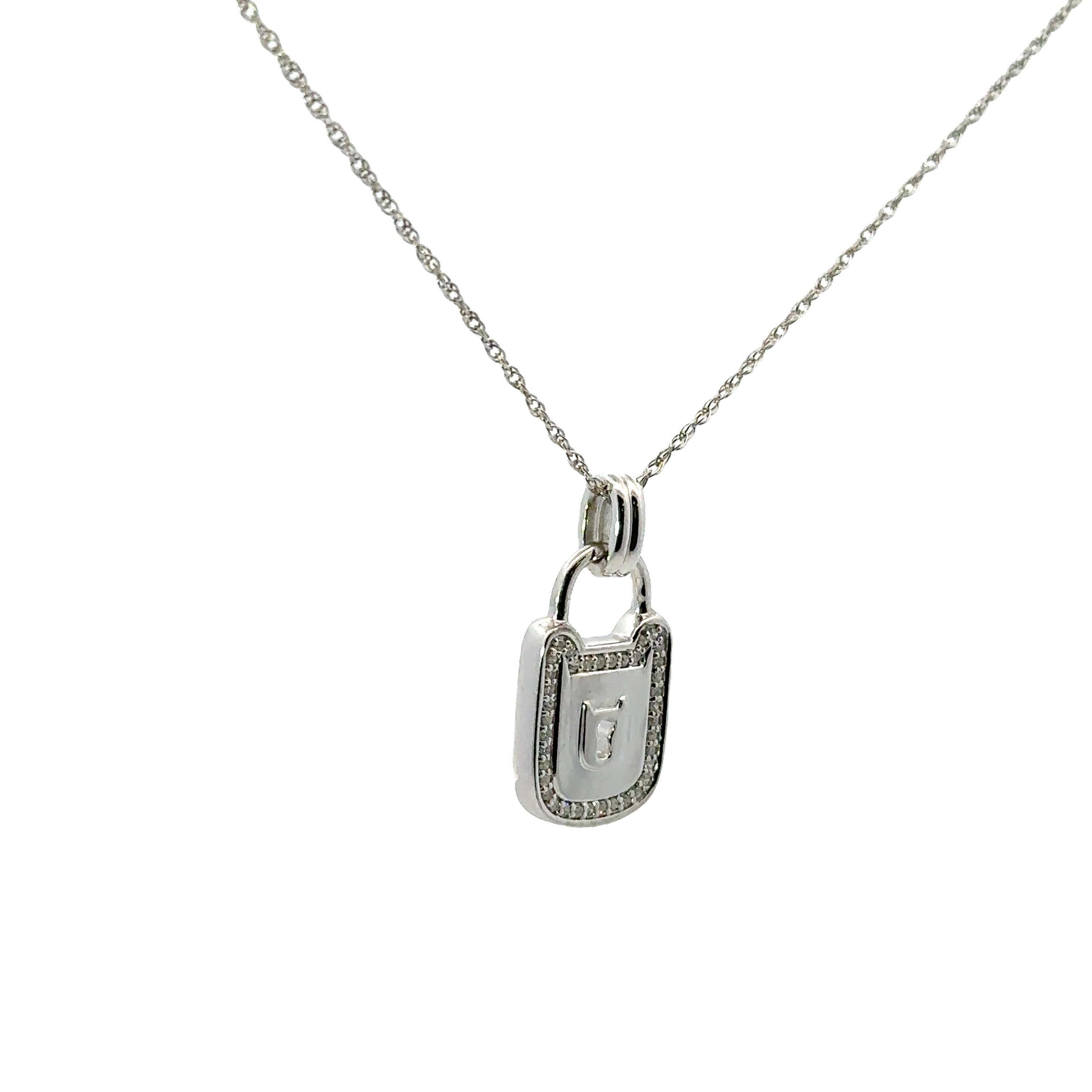 Sterling Silver Lock Pendant Necklace