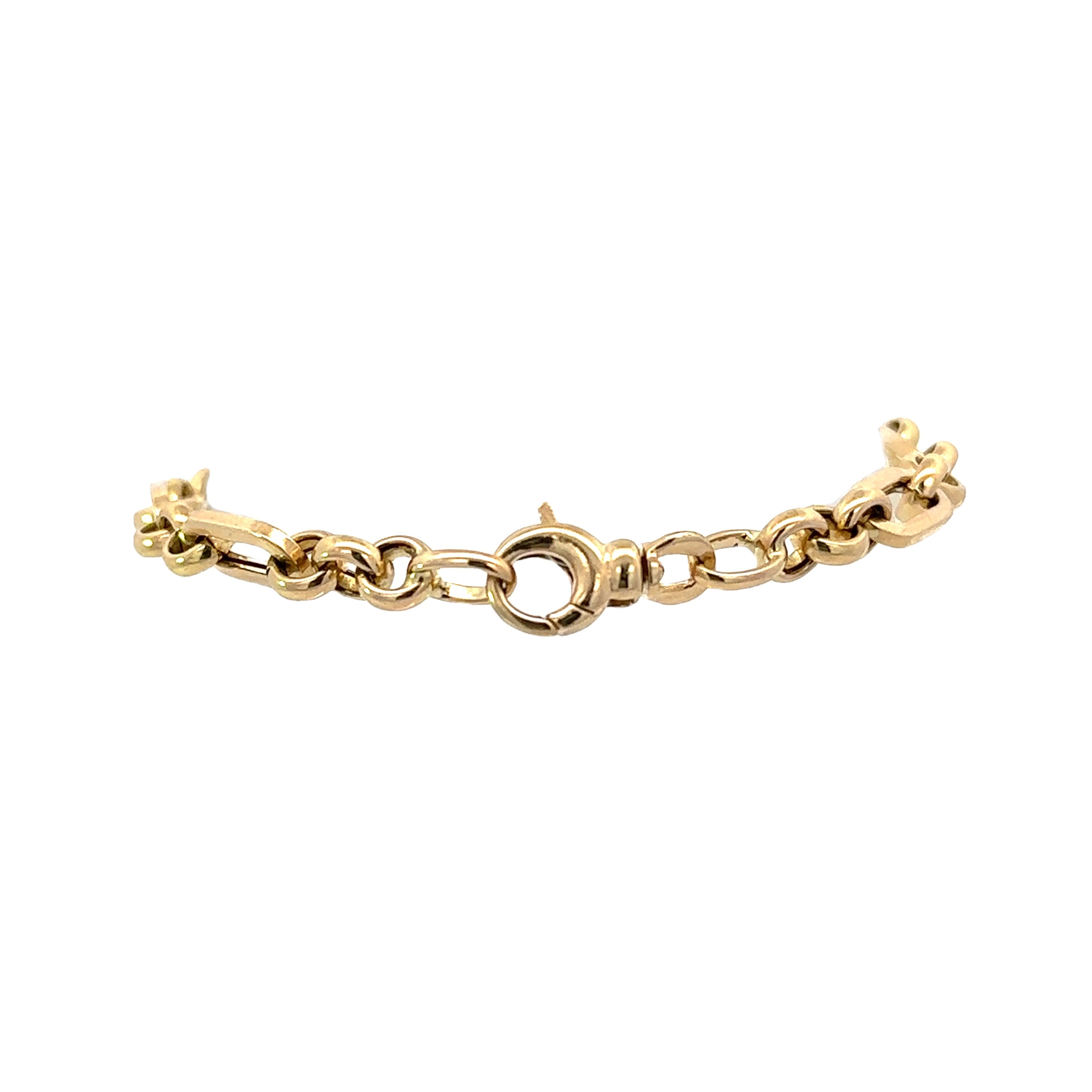 14K Yellow Gold Fancy Oval & Round Link Bracelet