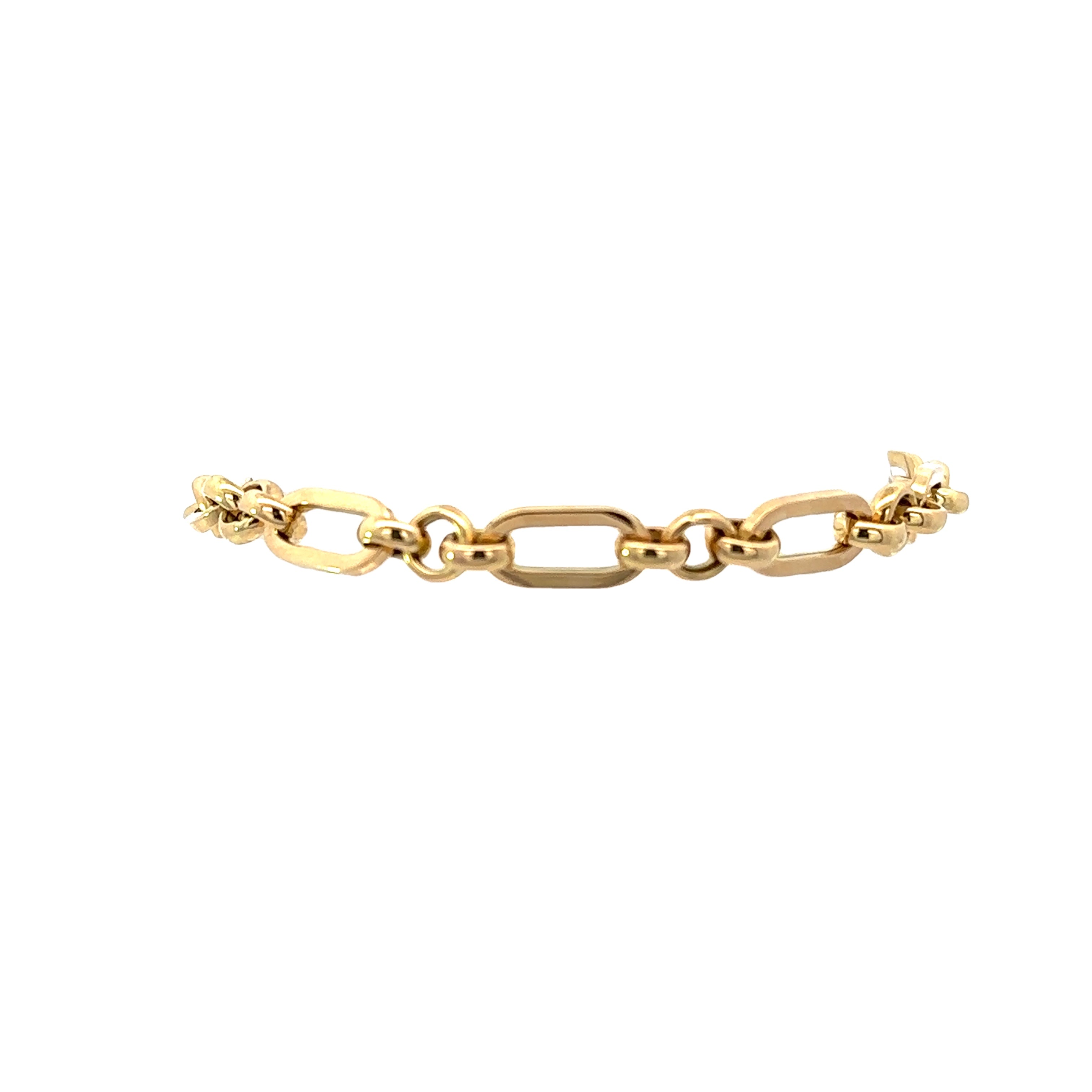 14K Yellow Gold Fancy Oval & Round Link Bracelet