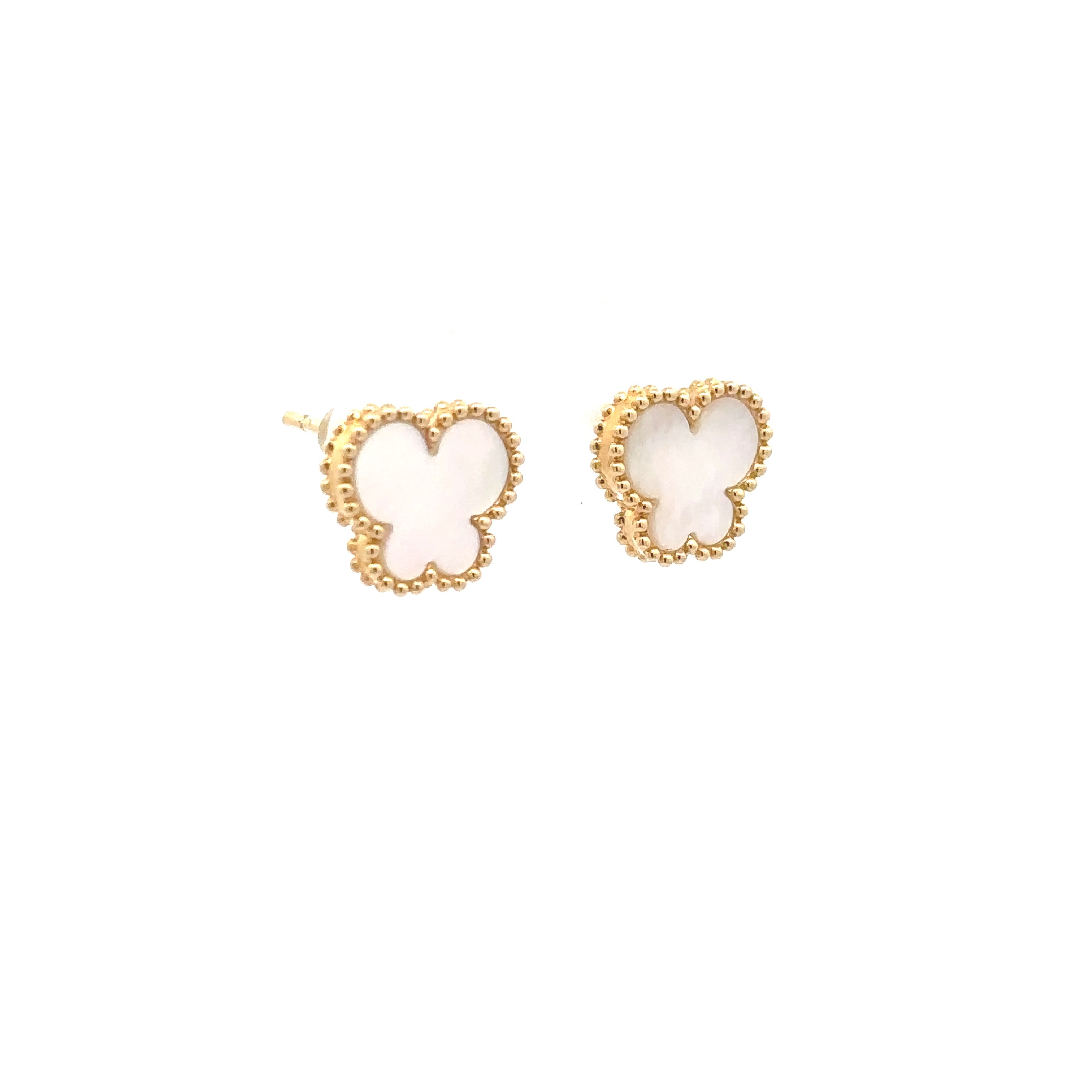 EFFY 14K Yellow Gold Mother Of Pearl Butterfly Stud Earrings