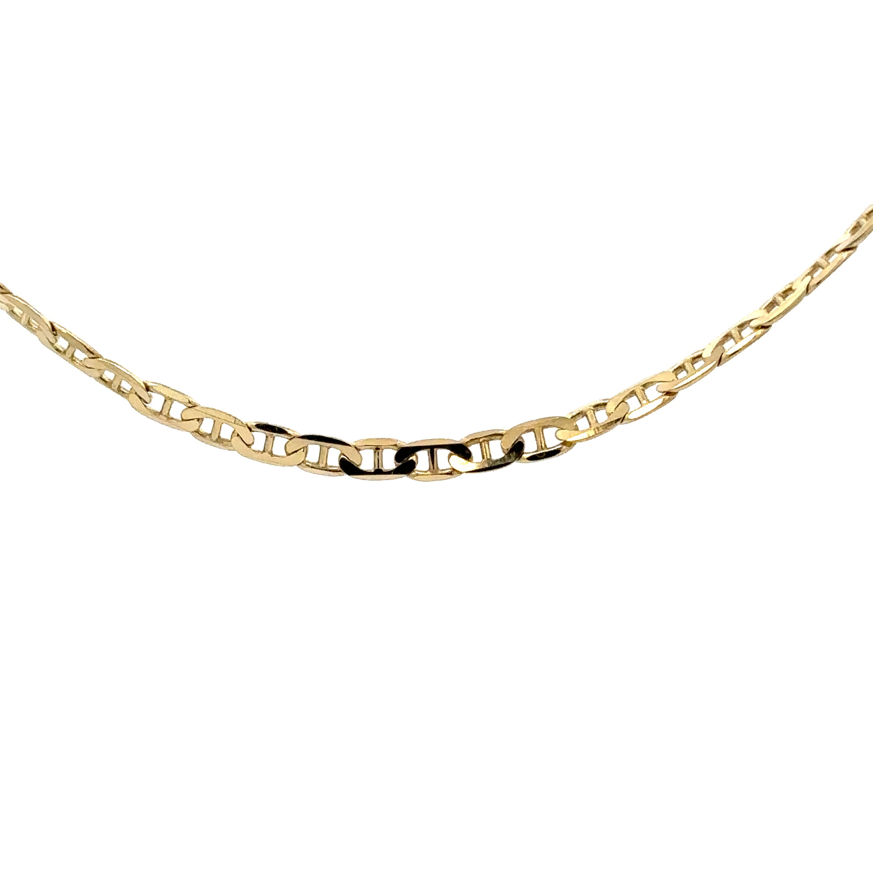 14K Yellow Gold 18" 3.0MM Flat Marine Link