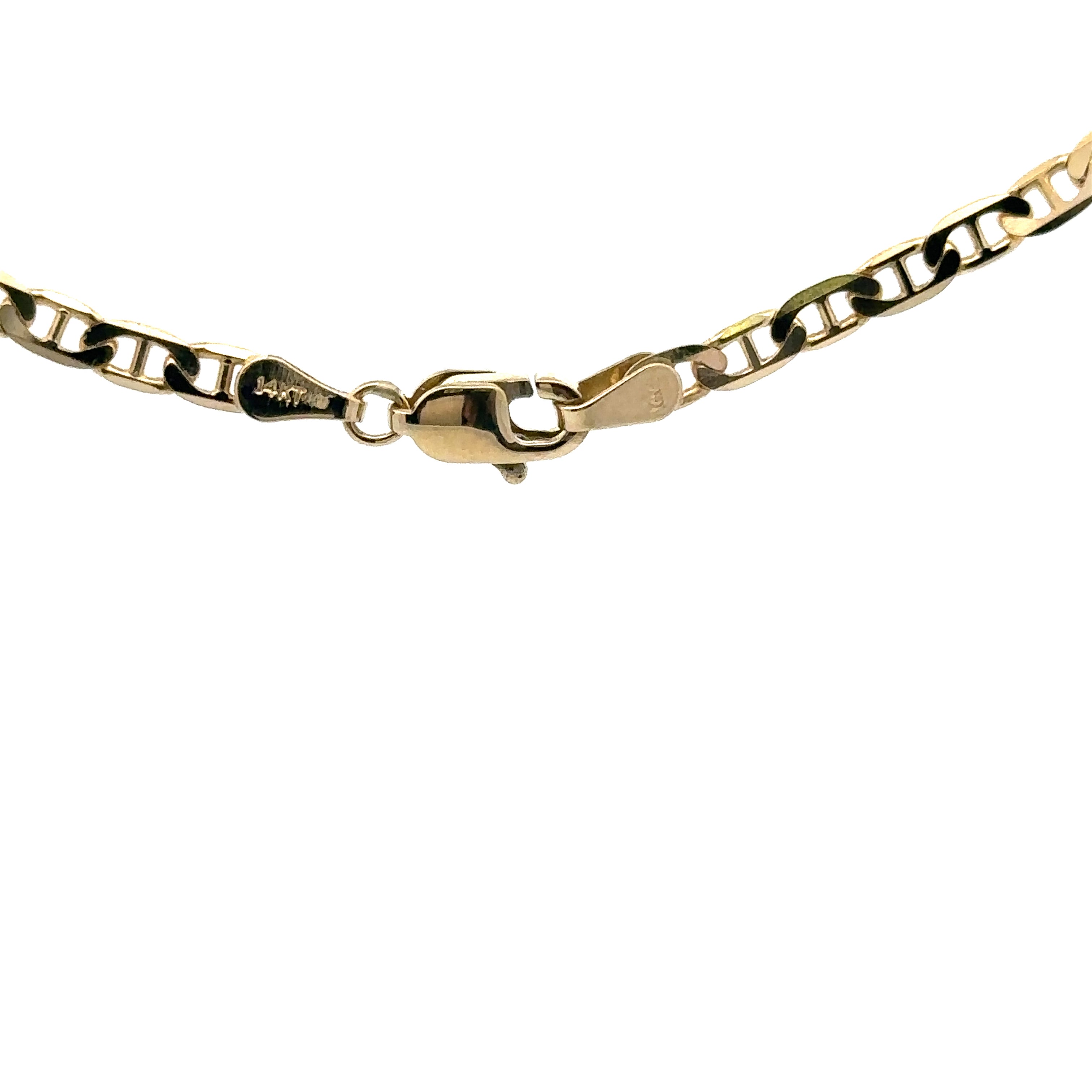 14K Yellow Gold 18" 3.0MM Flat Marine Link
