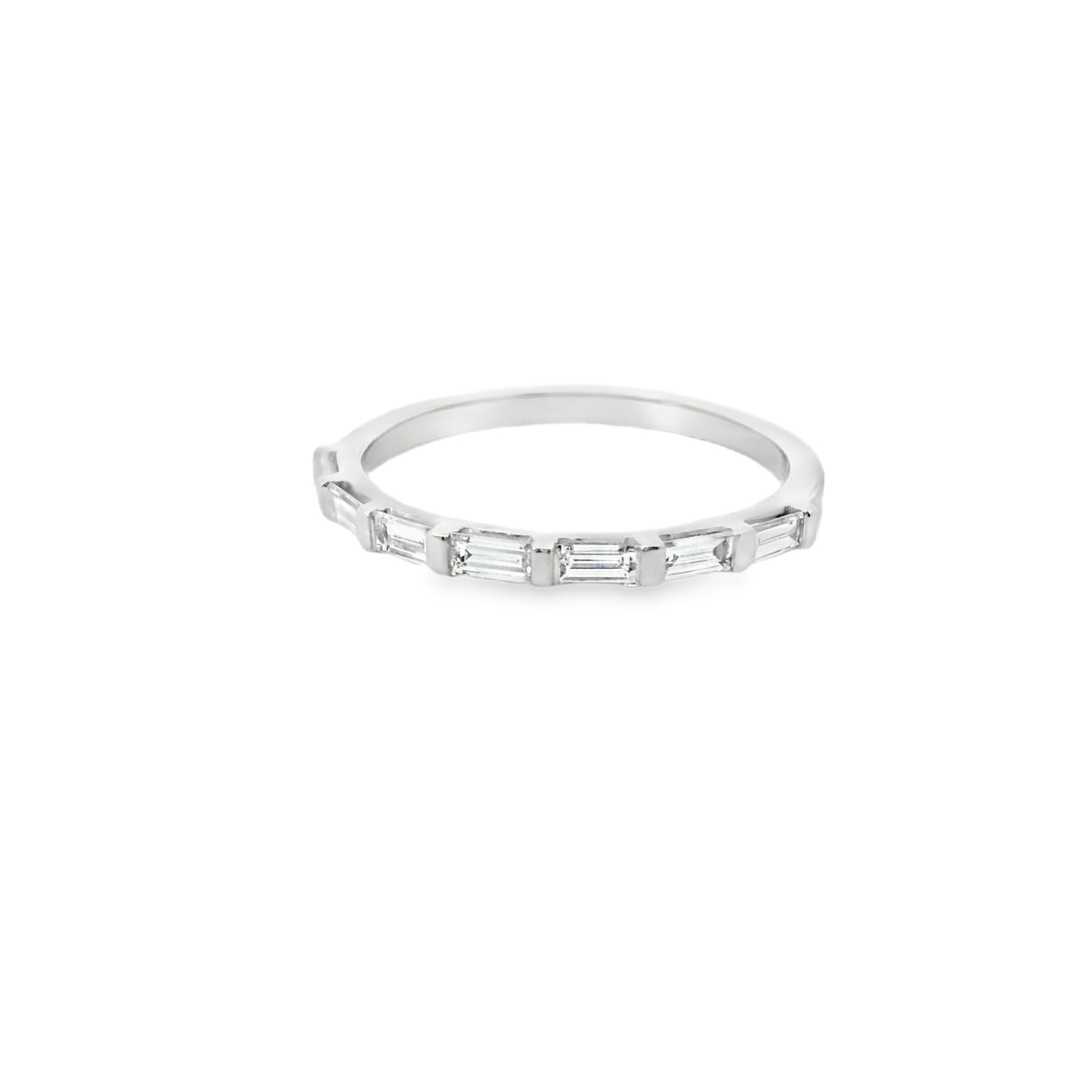 14K White Gold 1/3CT. Emerald-Cut Lab-Grown Diamond Band