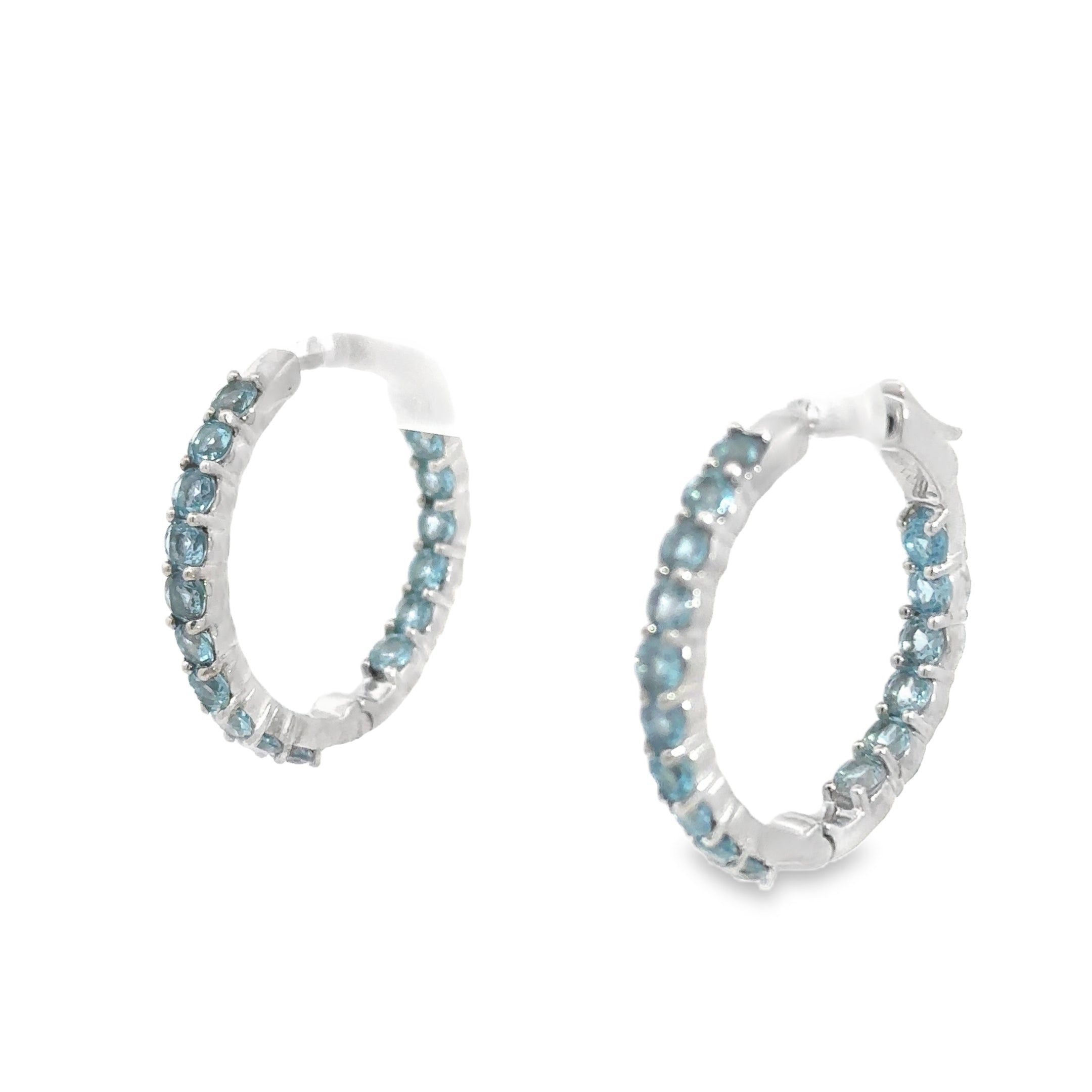 Sterling Silver Blue Topaz Inside Out Hoops