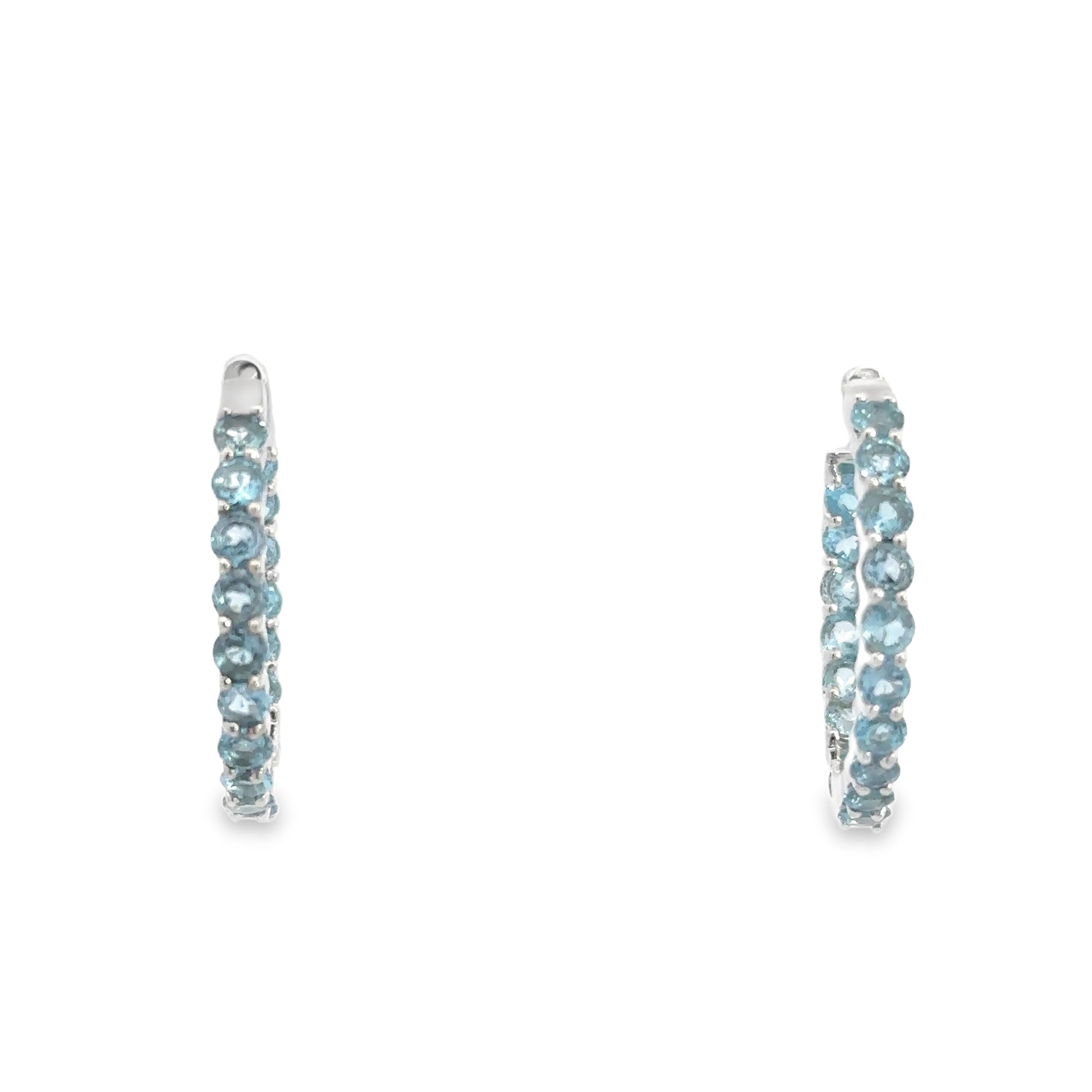 Sterling Silver Blue Topaz Inside Out Hoops