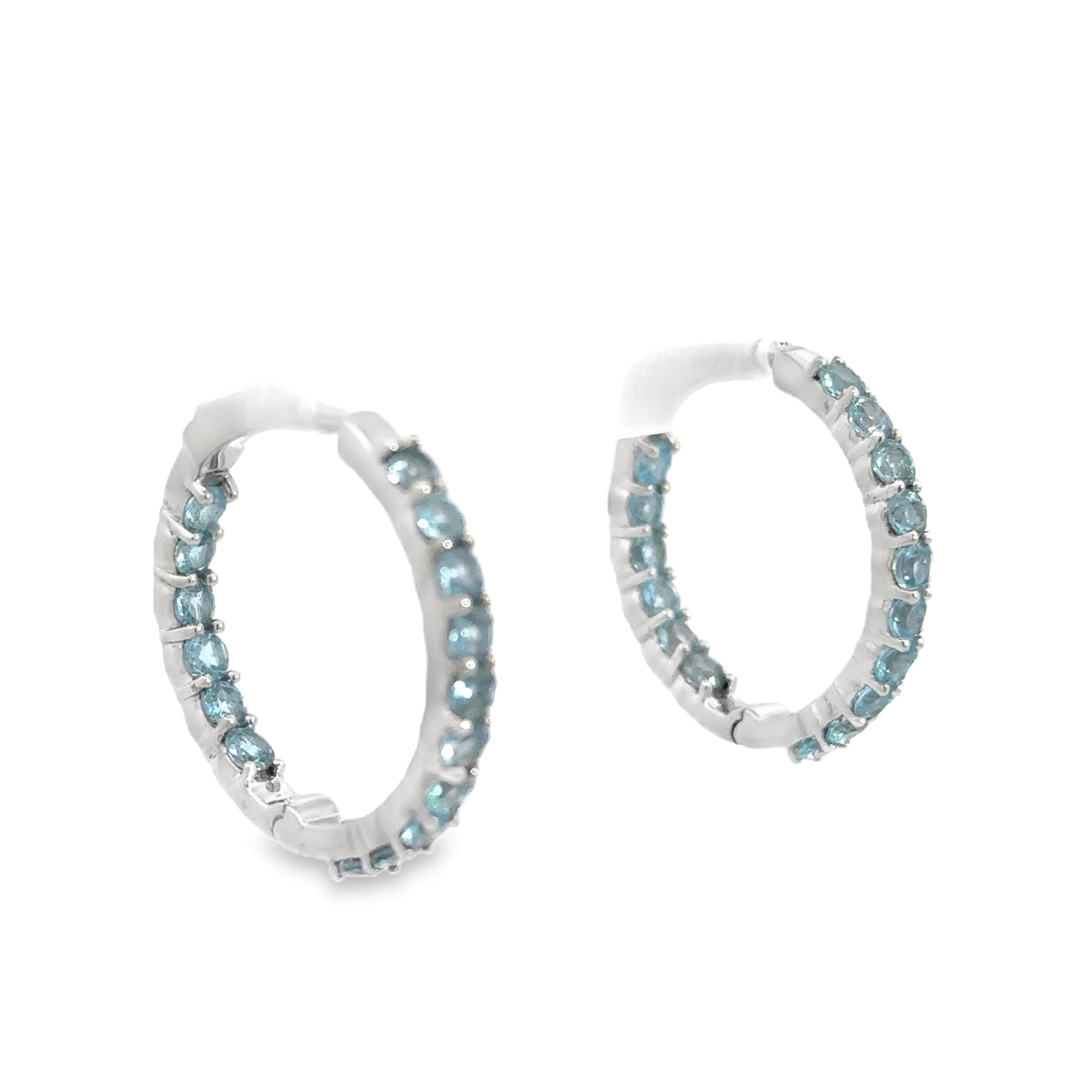 Sterling Silver Blue Topaz Inside Out Hoops