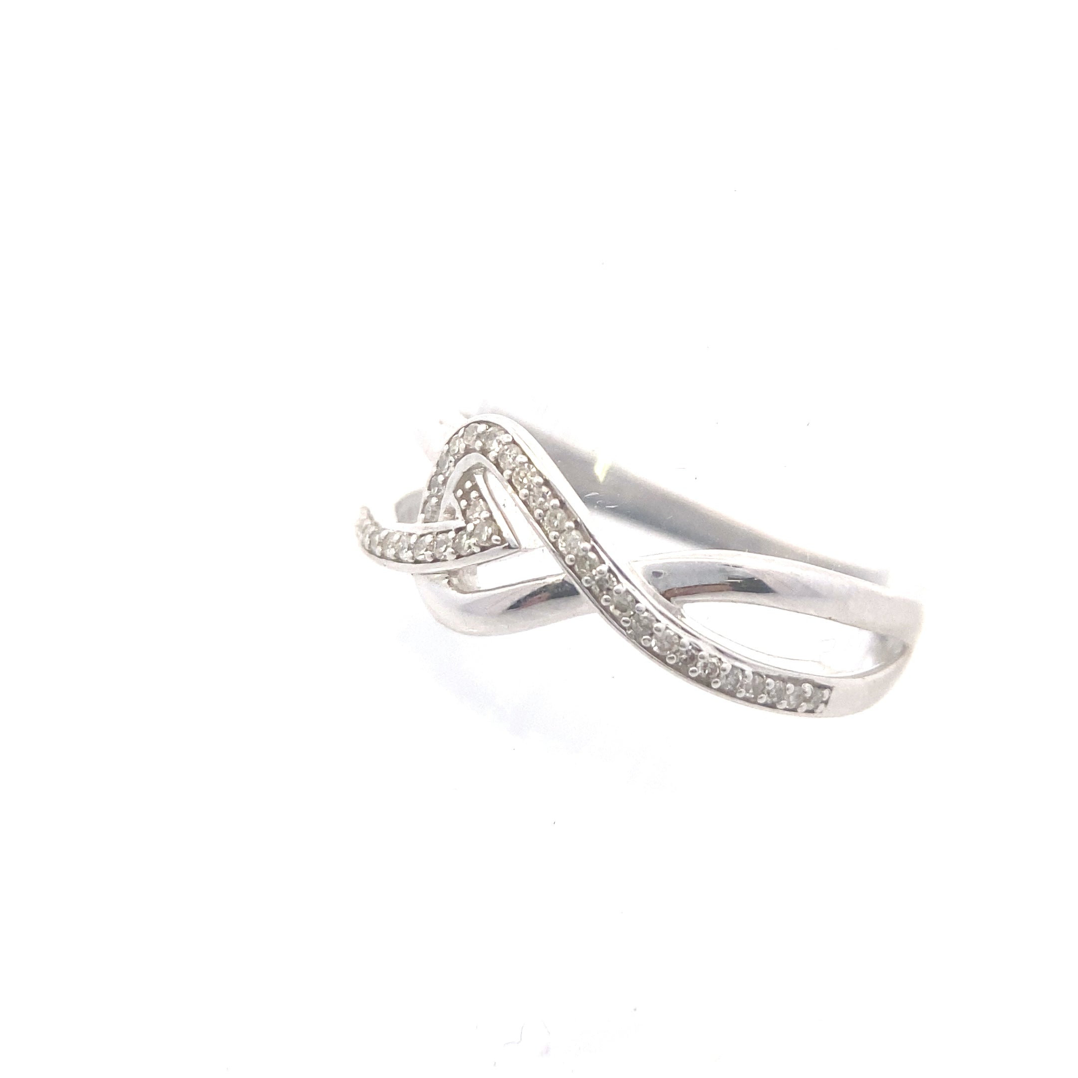 Sterling Silver 1/8CT. Diamond Twist Ring