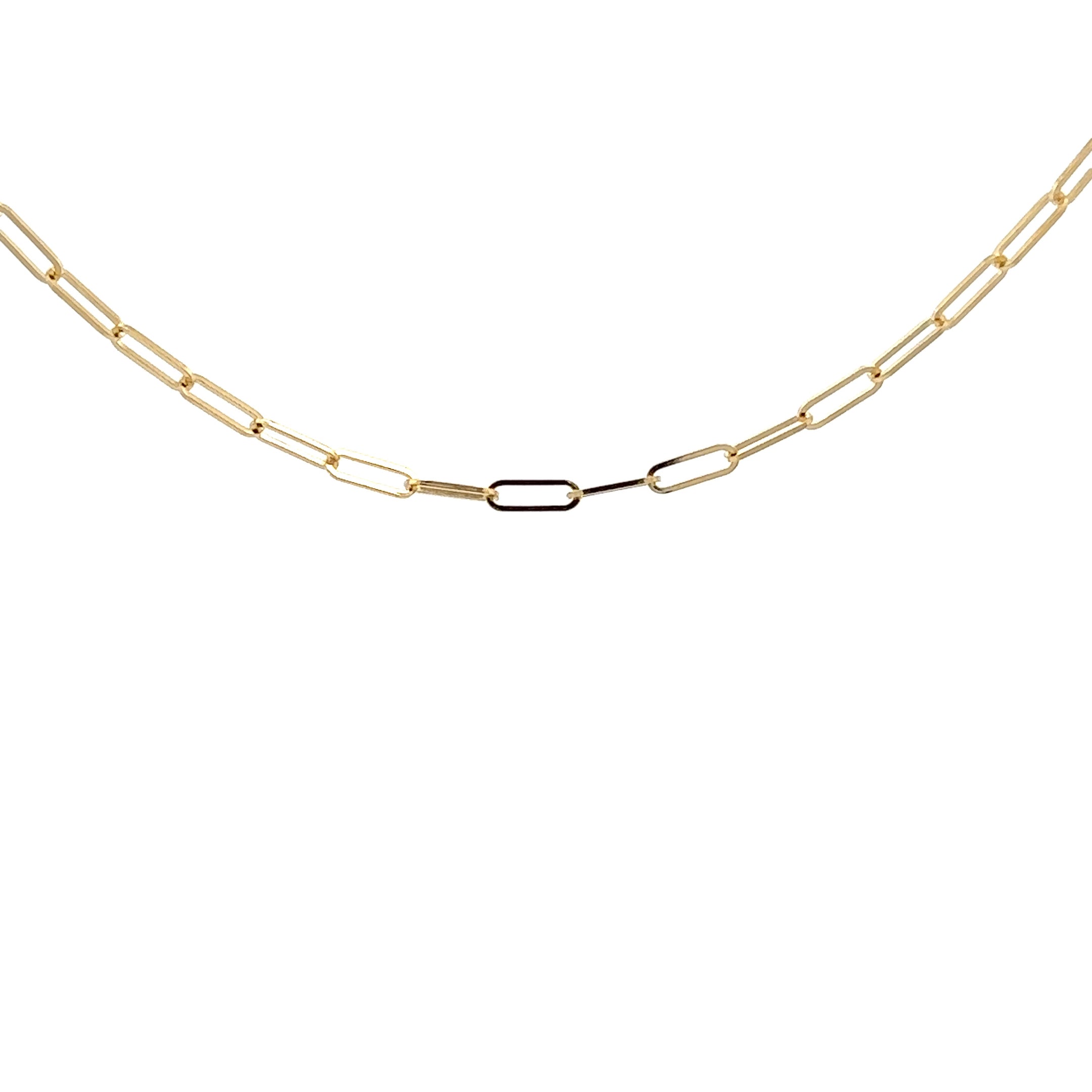 14K Yellow Gold 2.5MM 18" Solid Paperclip Link Chain