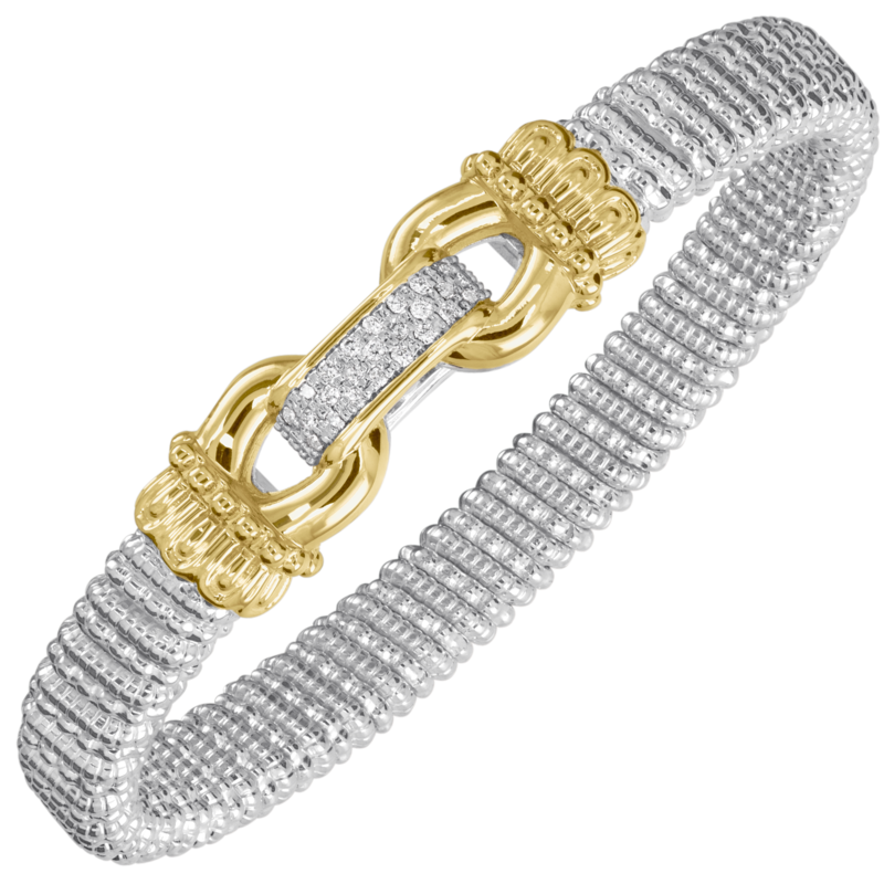 VAHAN 14K Yellow Gold & Sterling Silver 0.19CTW. Diamond 8MM Stackable Bracelet (Online Only)