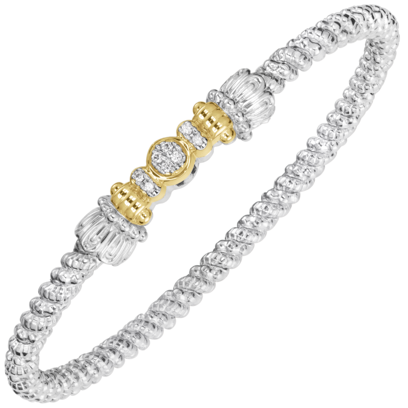 VAHAN 14K Yellow Gold & Sterling Silver 0.08CTW. Diamond 3MM Stackable Bracelet (Online Only)
