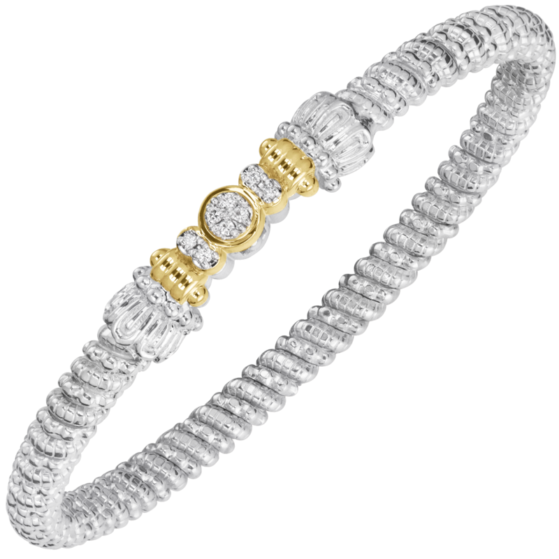 VAHAN 14K Yellow Gold & Sterling Silver 0.08CTW. Diamond 4MM Stackable Bracelet (Online Only)