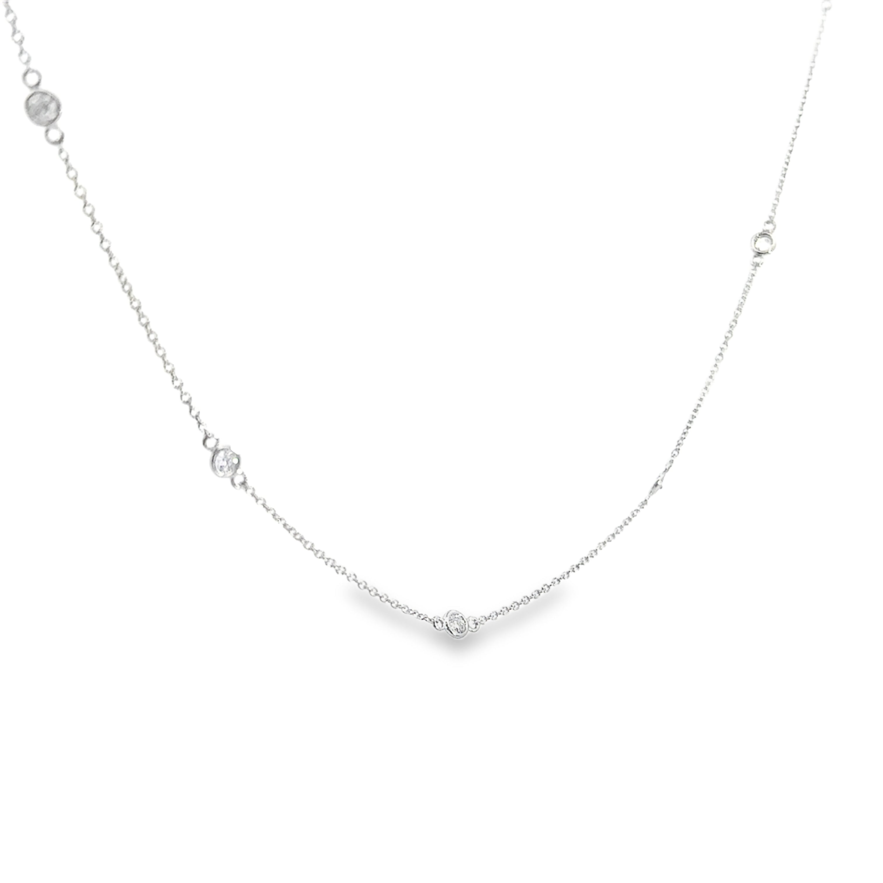 side view station bezel set necklace