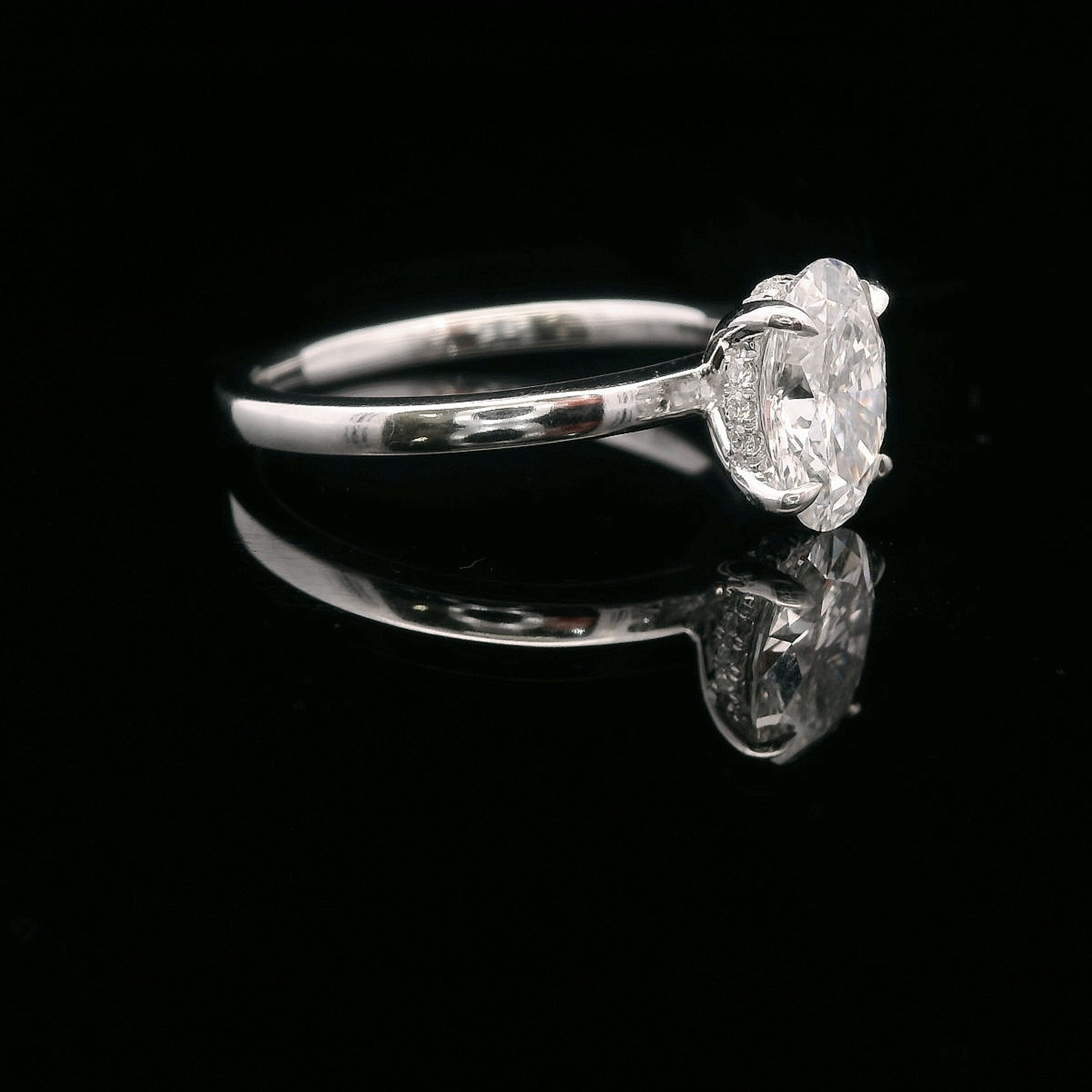 14K White Gold Certified 1 CT. Oval-Cut Lab-Grown Diamond Hidden Halo Engagement Ring