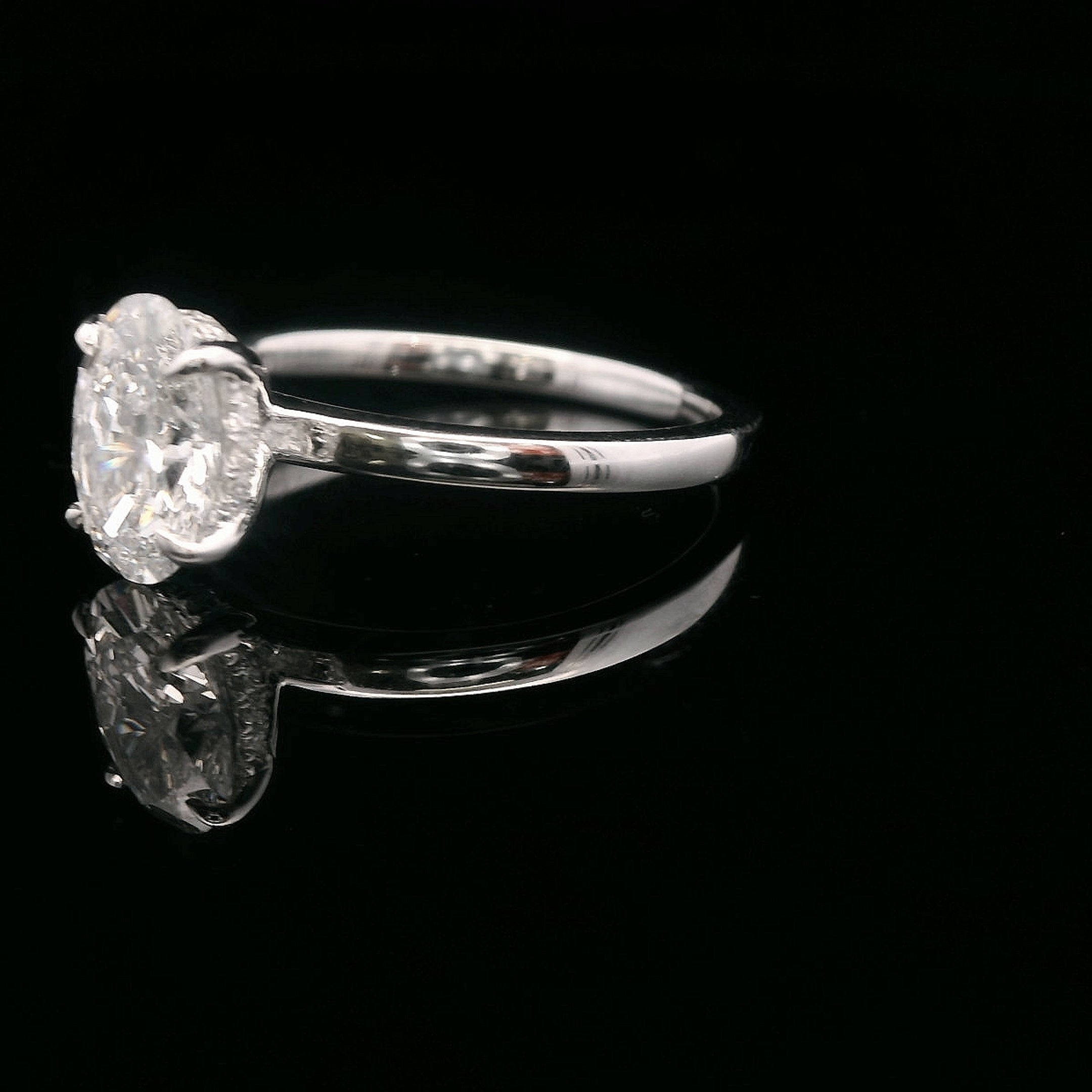 14K White Gold Certified 1 CT. Oval-Cut Lab-Grown Diamond Hidden Halo Engagement Ring