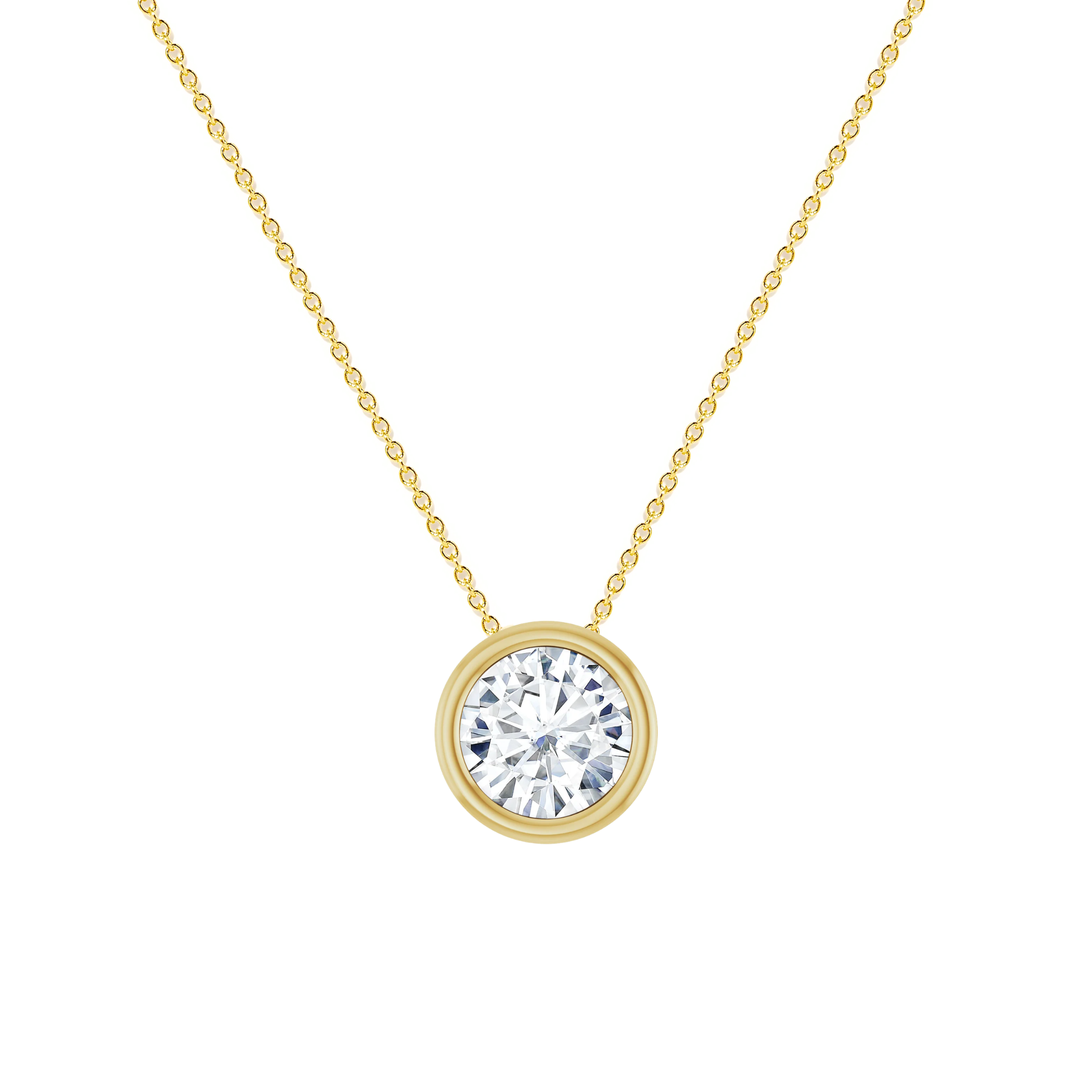 Gold-Plated 1.50CTW. Round Lab-Grown Diamond Bezel-Set Slide Pendant Necklace