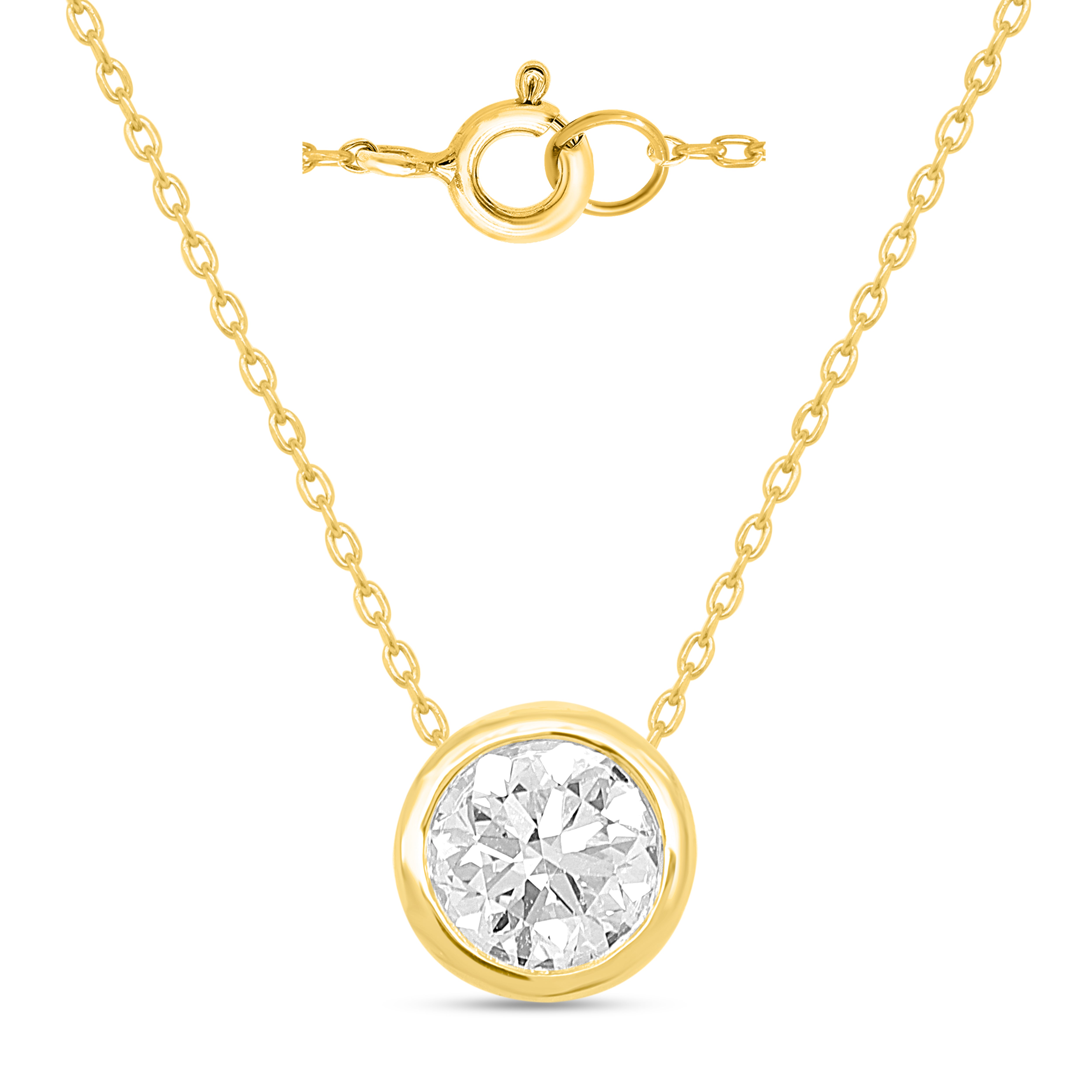 Bezel set necklace front and clasp