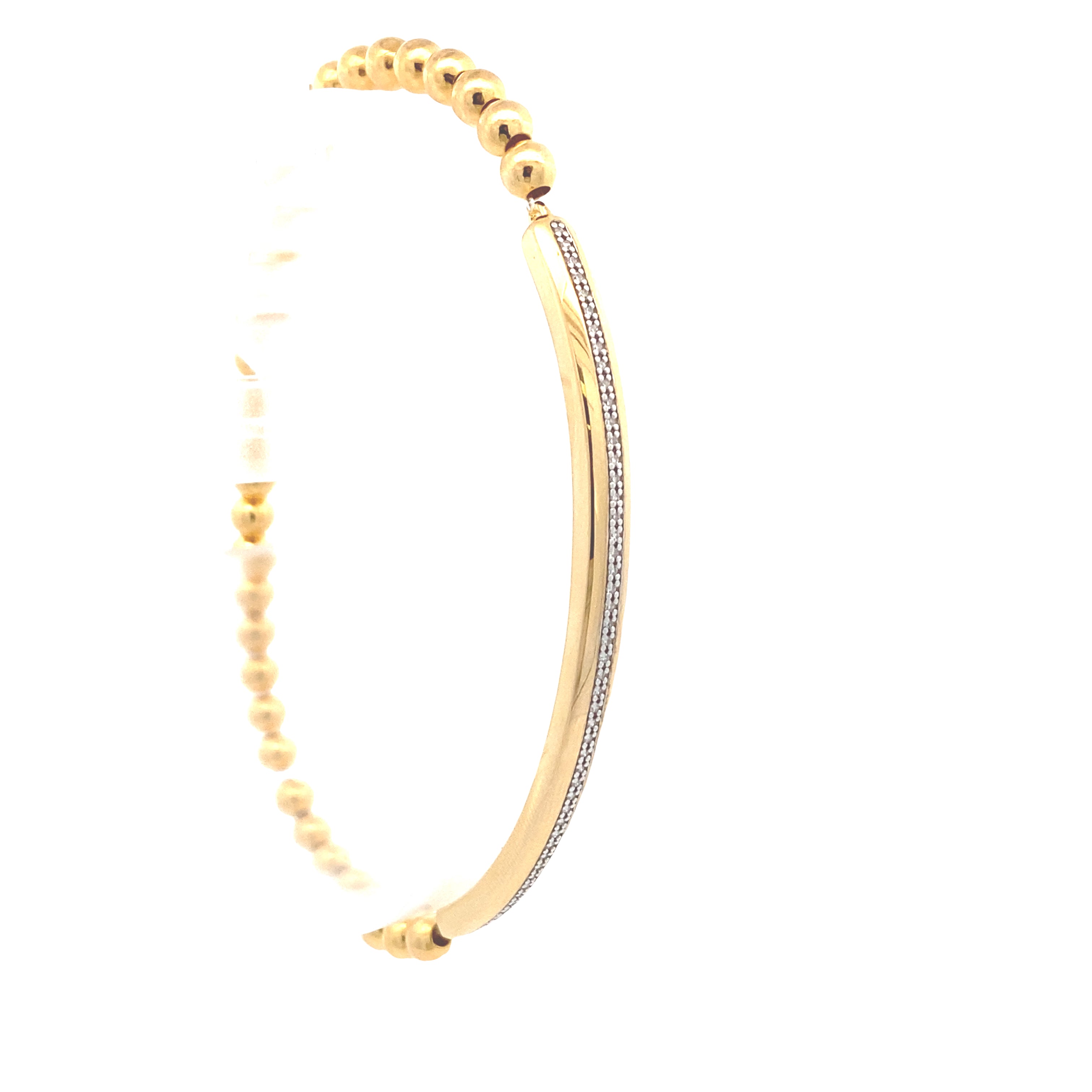 Yellow-Gold Plated Sterling Silver 1/10CT. Diamond Bead-Set Stretch Bracelet