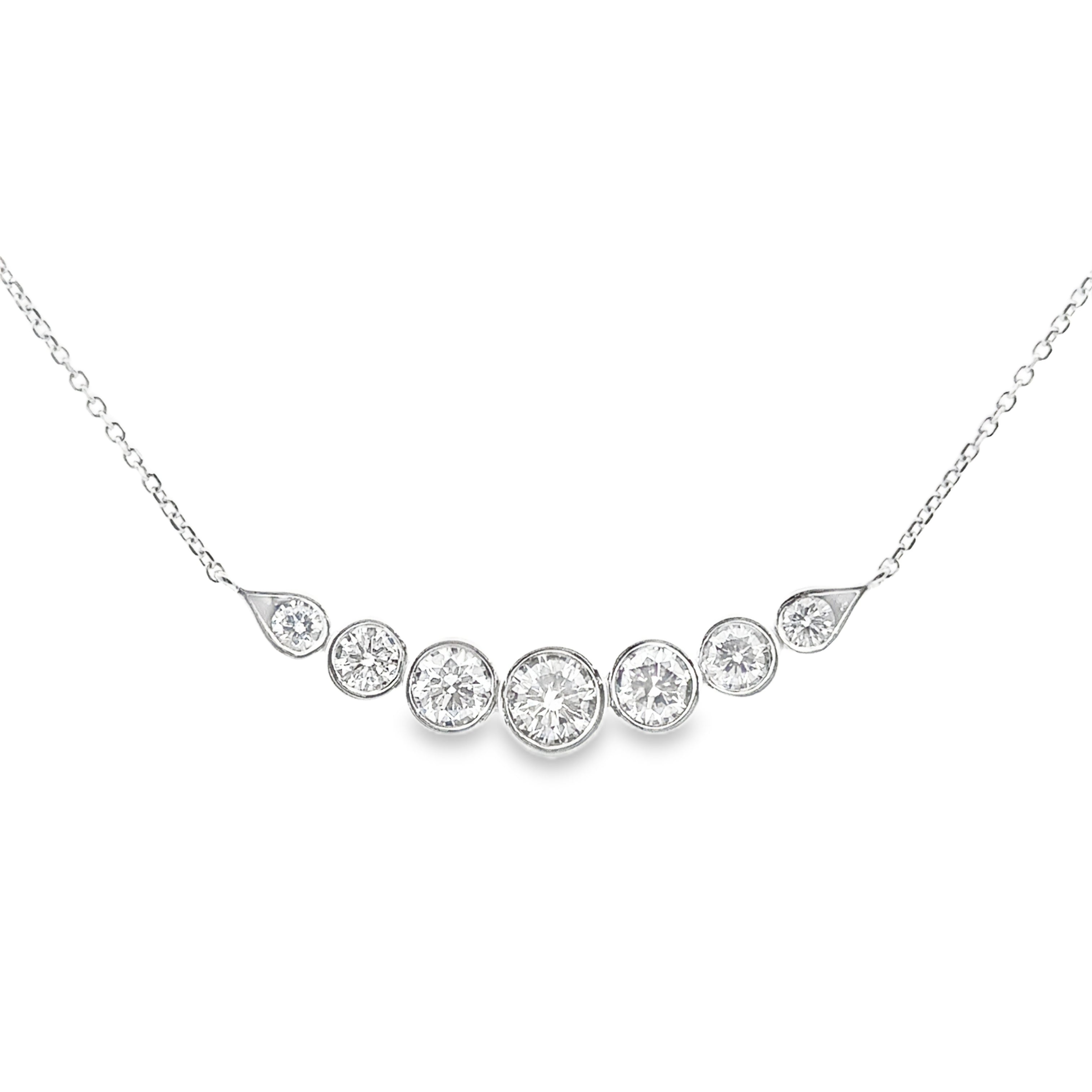 Close-Up of 14K White Gold 2CTW. Lab-Grown Diamond Graduated Necklace