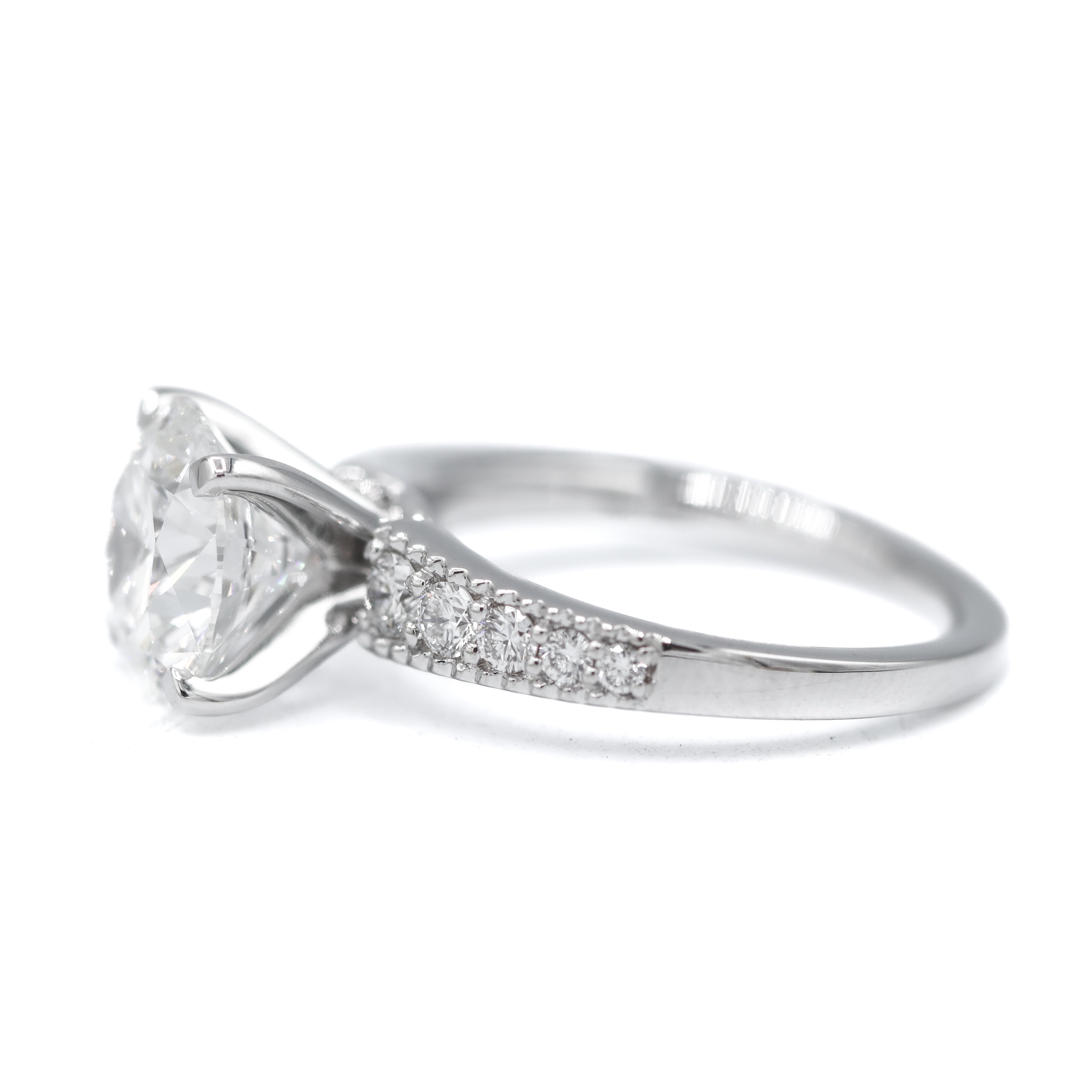 The "Sadie" — 14K White Gold 3.4CTW. Certified Round Lab-Grown Diamond Accented Engagement Ring