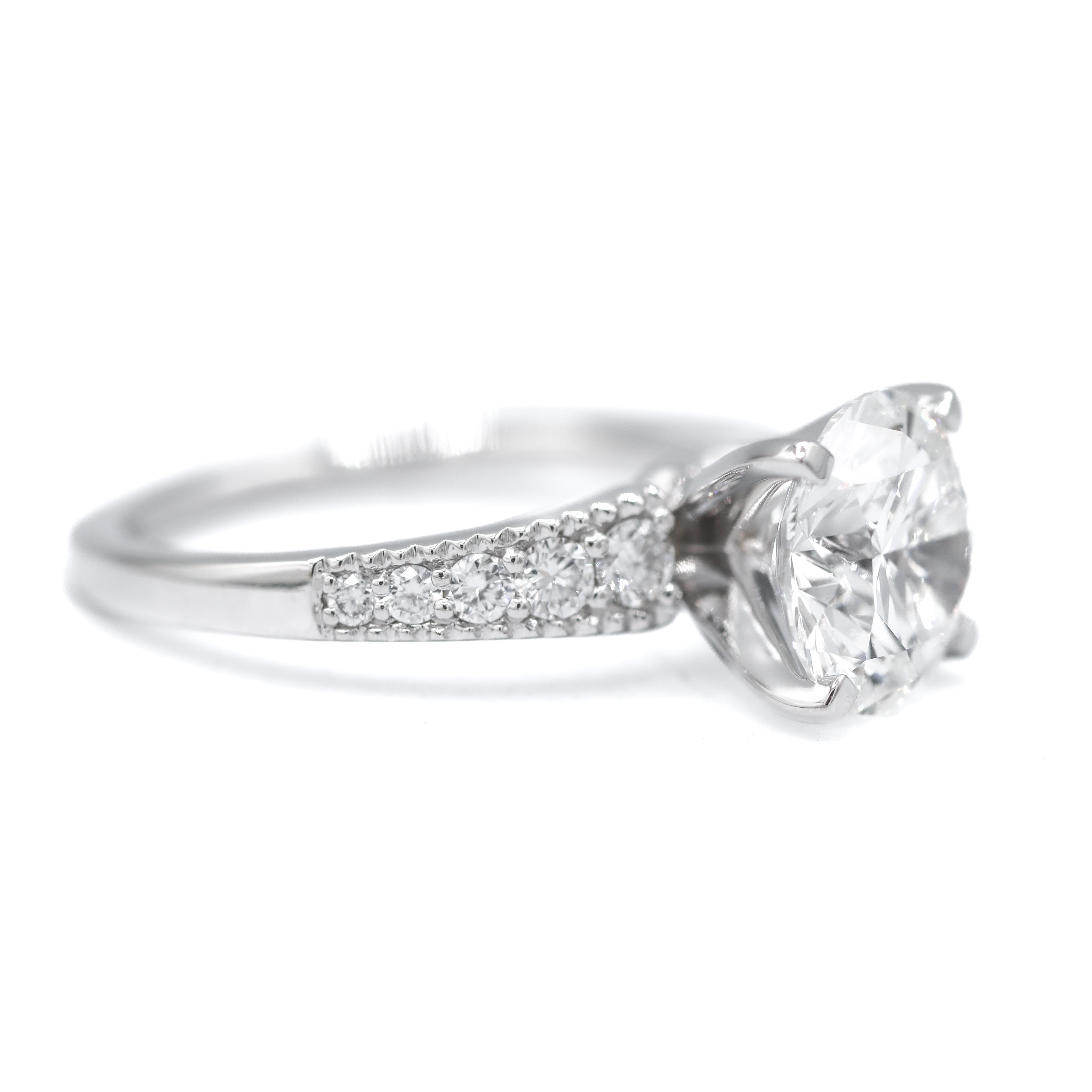 The "Sadie" — 14K White Gold 3.4CTW. Certified Round Lab-Grown Diamond Accented Engagement Ring