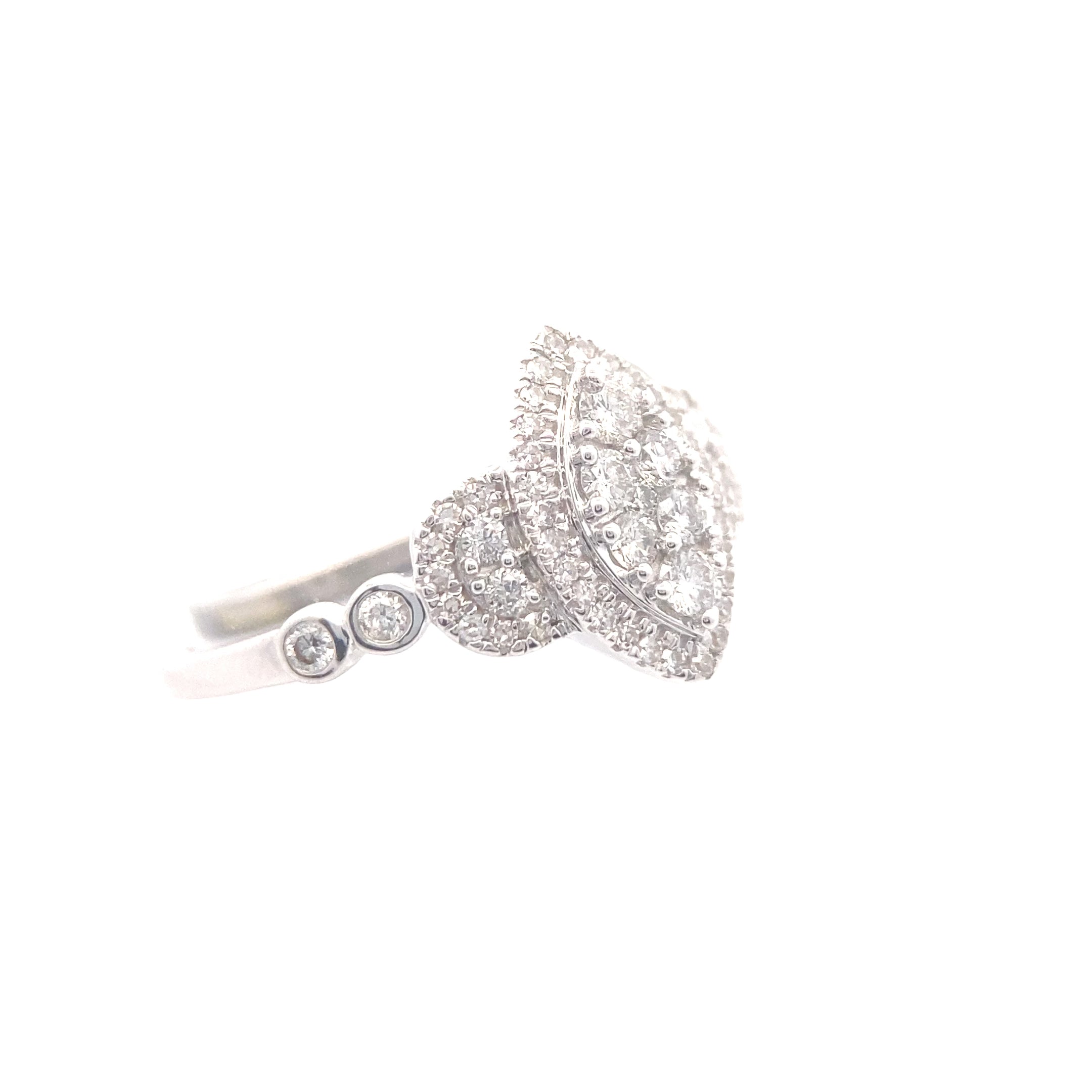 The "Gianna" — 10K White Gold 1/2CTW. Diamond Marquise-Halo Cluster Engagement Ring