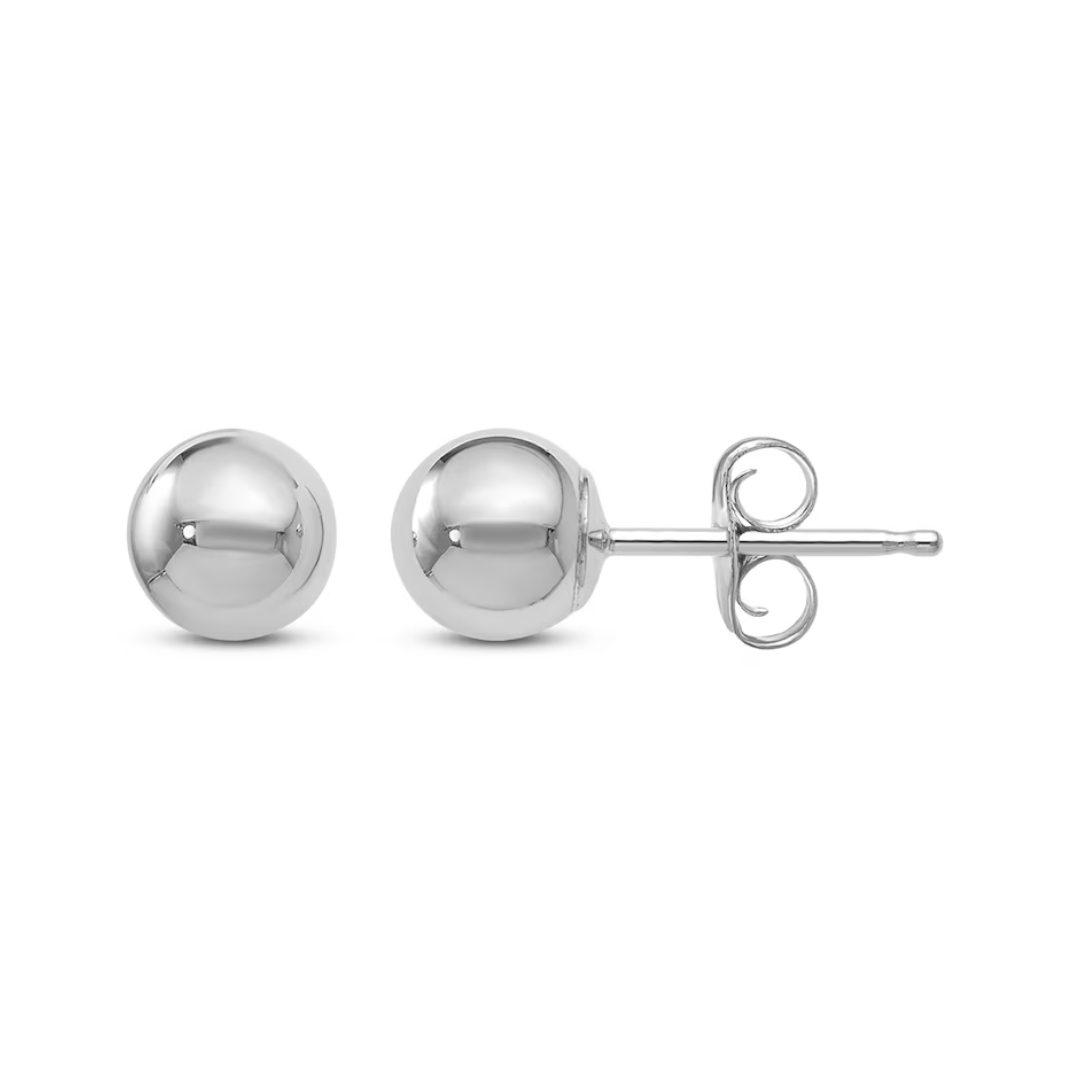 14K White Gold 5MM Ball Stud Earrings