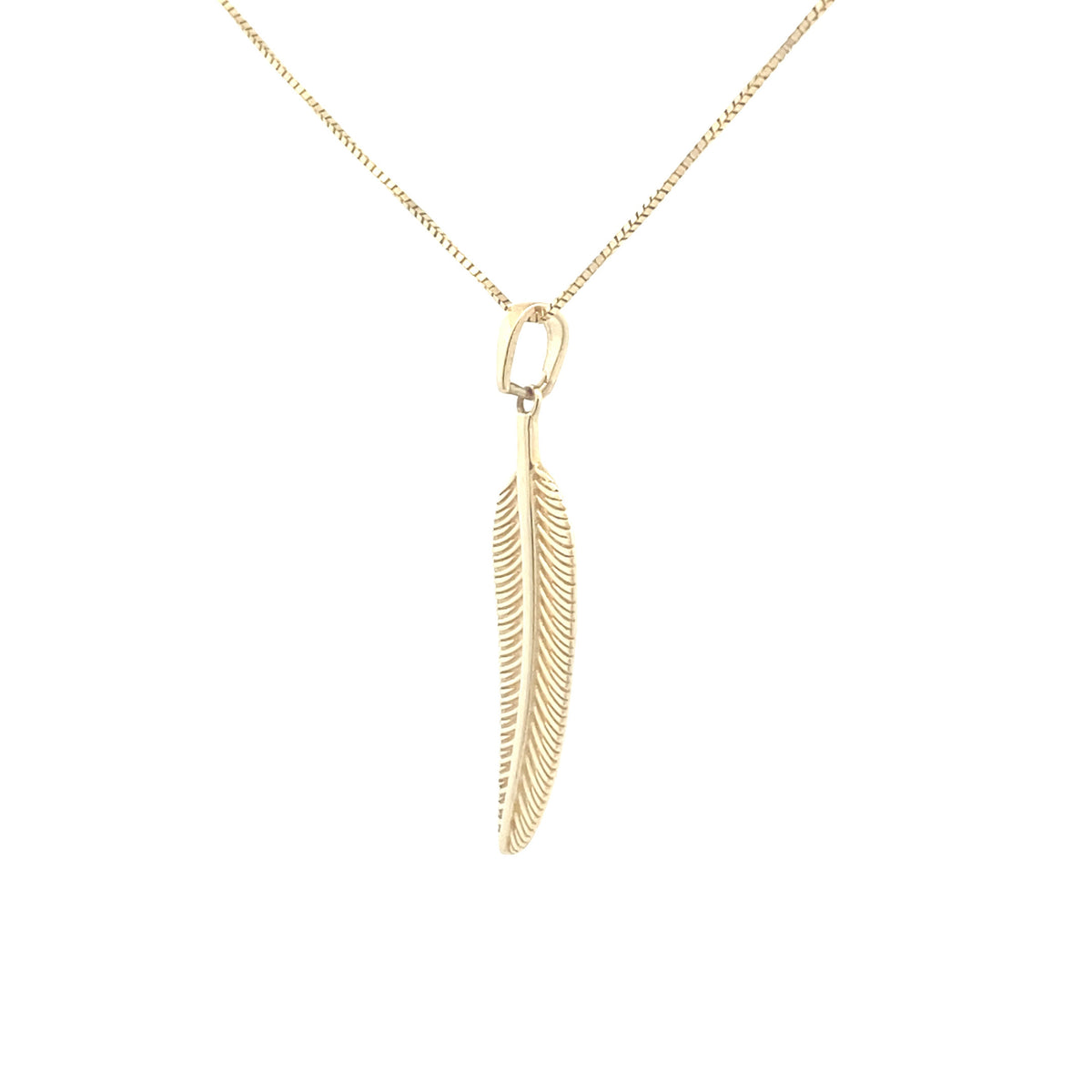 10K Yellow Gold Feather Pendant (without chain)