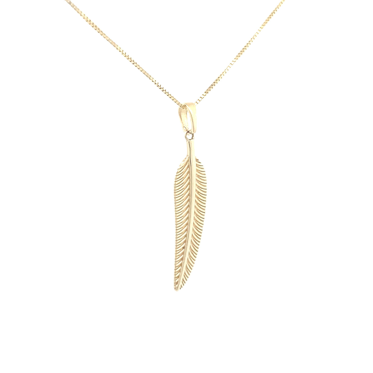 10K Yellow Gold Feather Pendant (without chain)