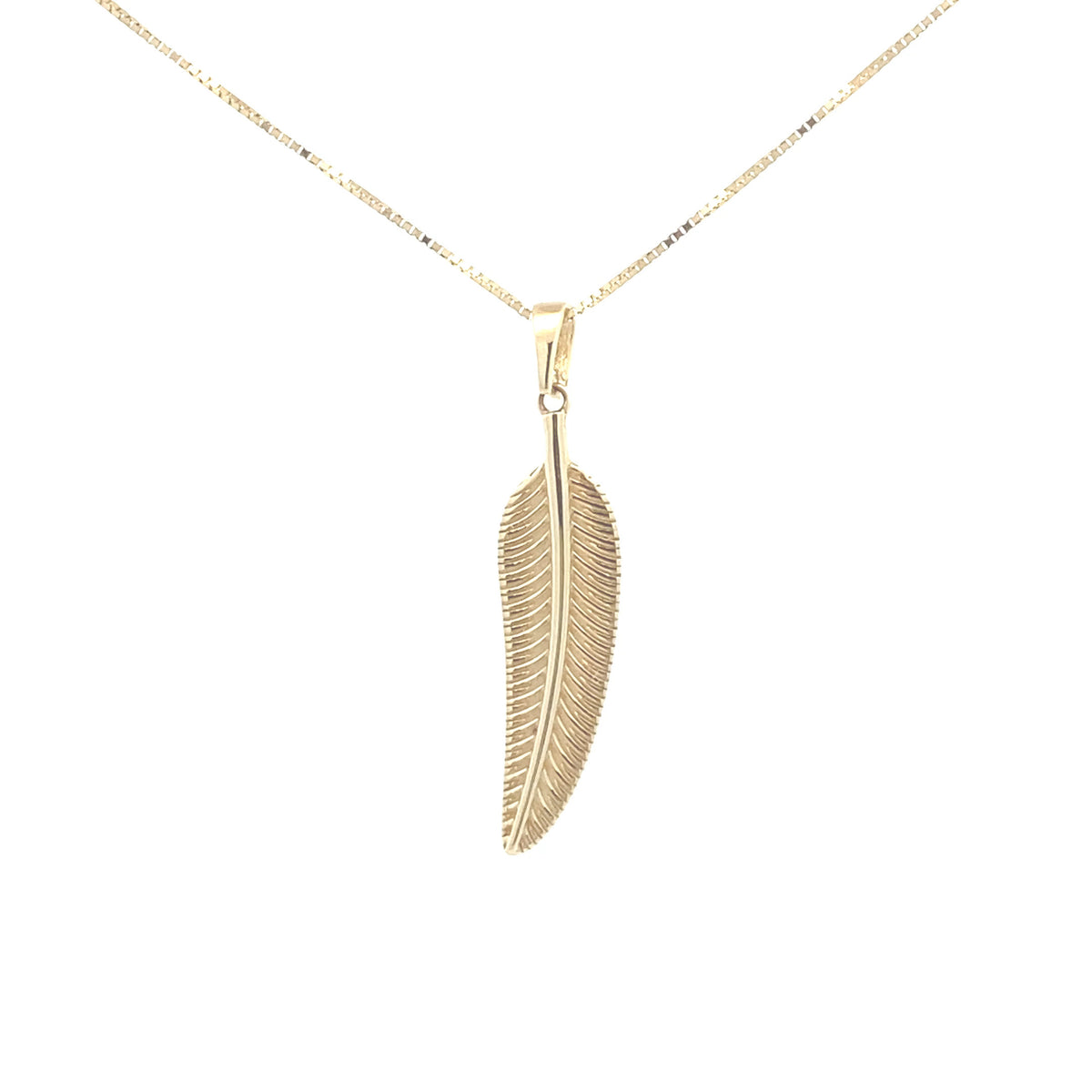 10K Yellow Gold Feather Pendant (without chain)