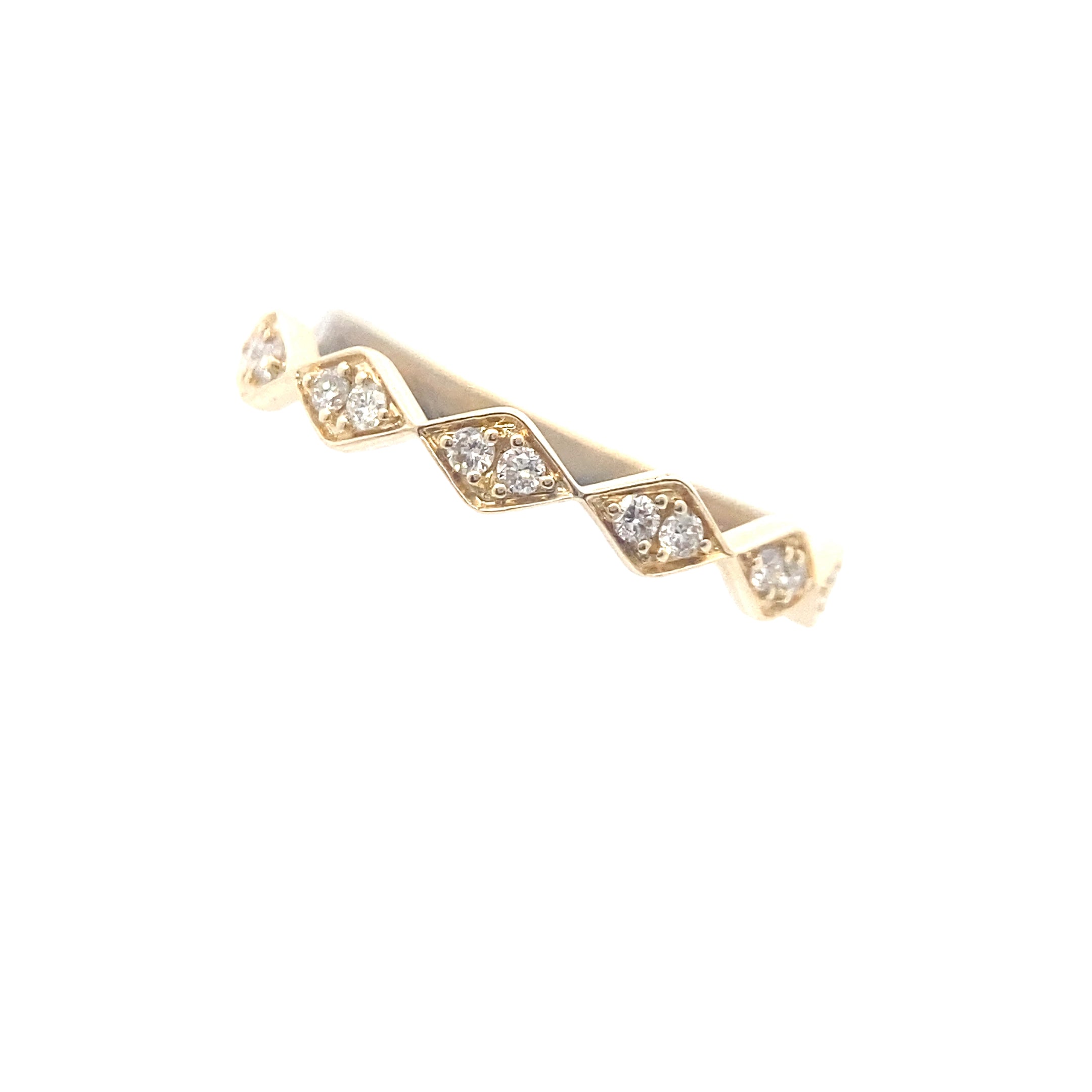 14K Yellow Gold 1/4CT. Sculptural Diamond Wedding Band