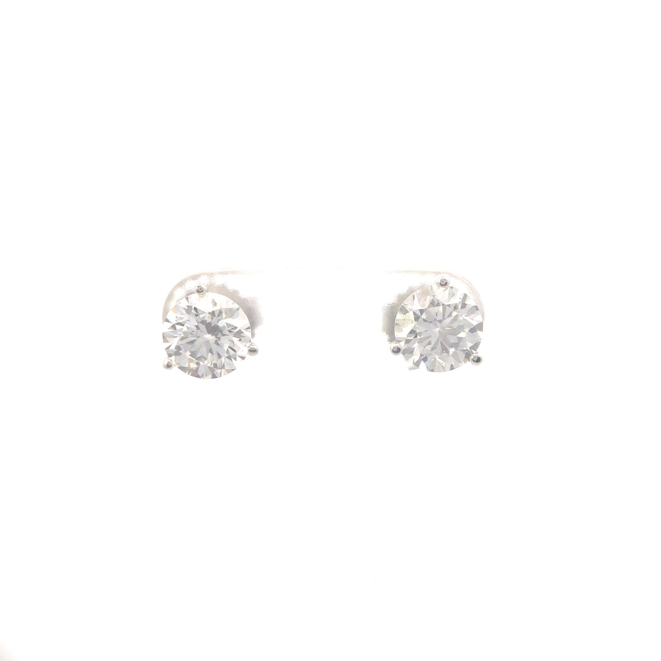 14K White Gold 2CT. Lab-Grown Diamond Stud Earrings