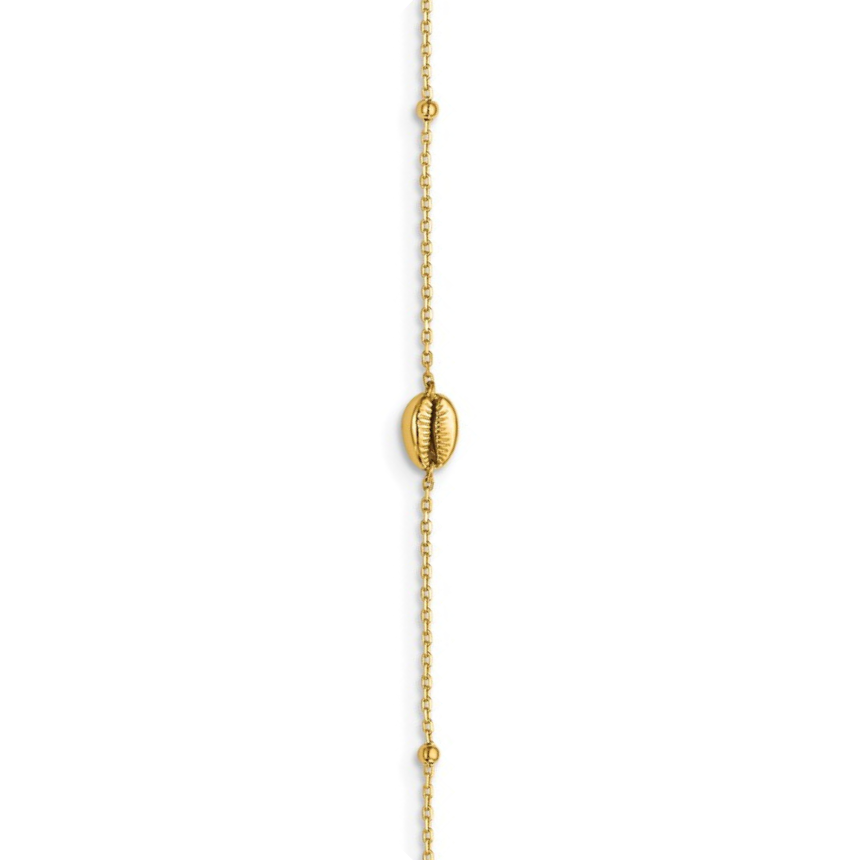 14K Yellow Gold Puka Shell & Bead Anklet