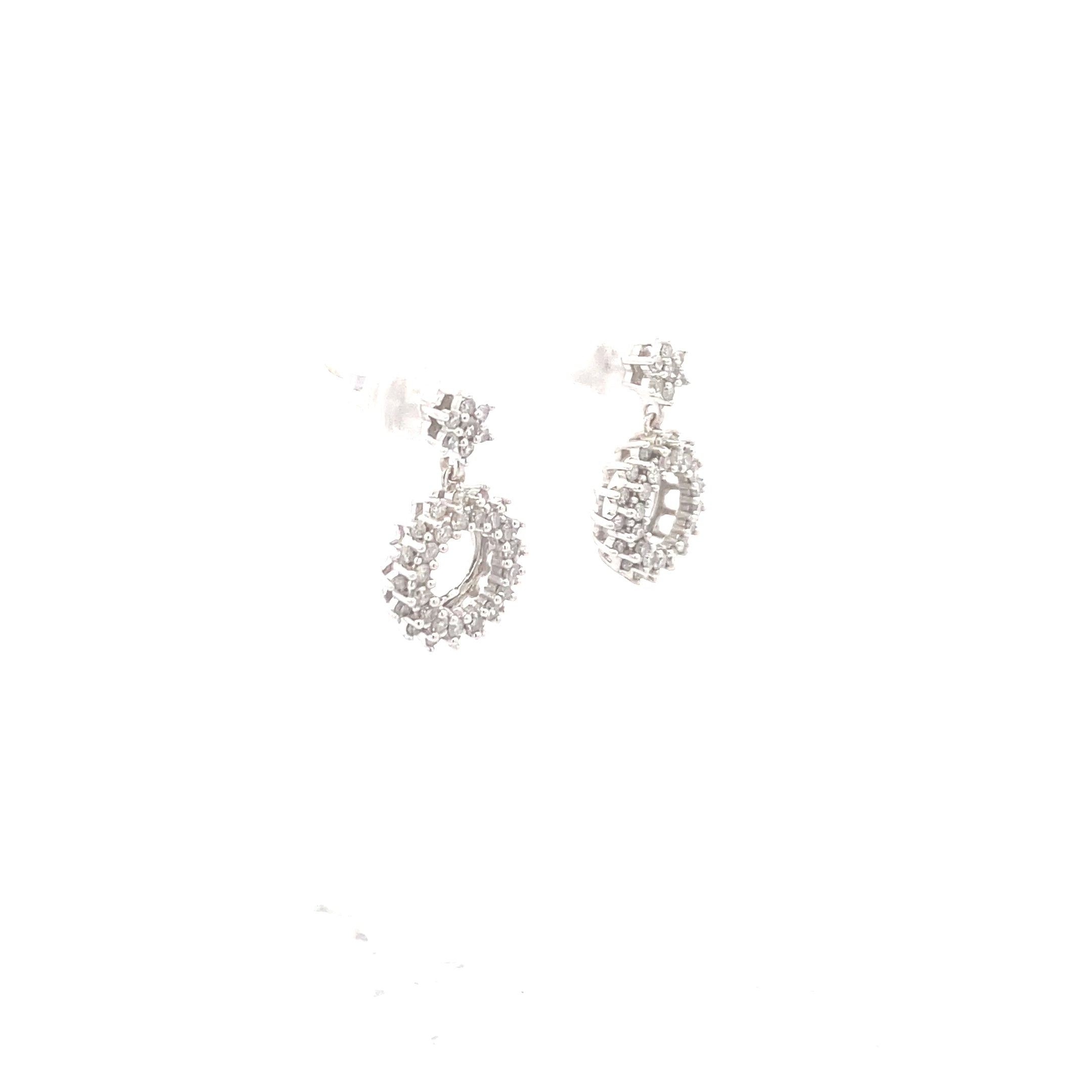 10K White Gold 1/2CT. Diamond Dangle Earrings