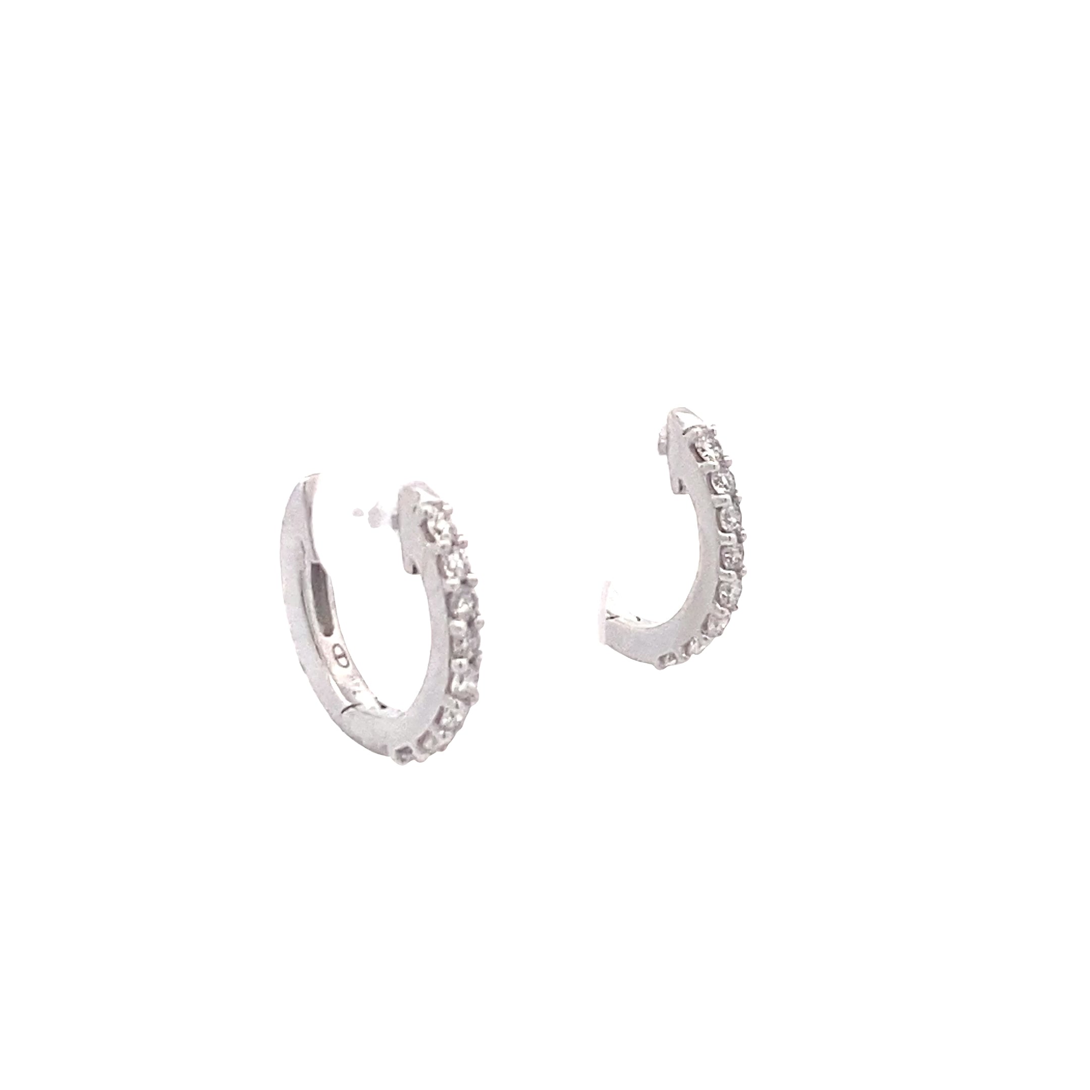 14K White Gold 1/4CT. Petite Diamond Huggie Hoops