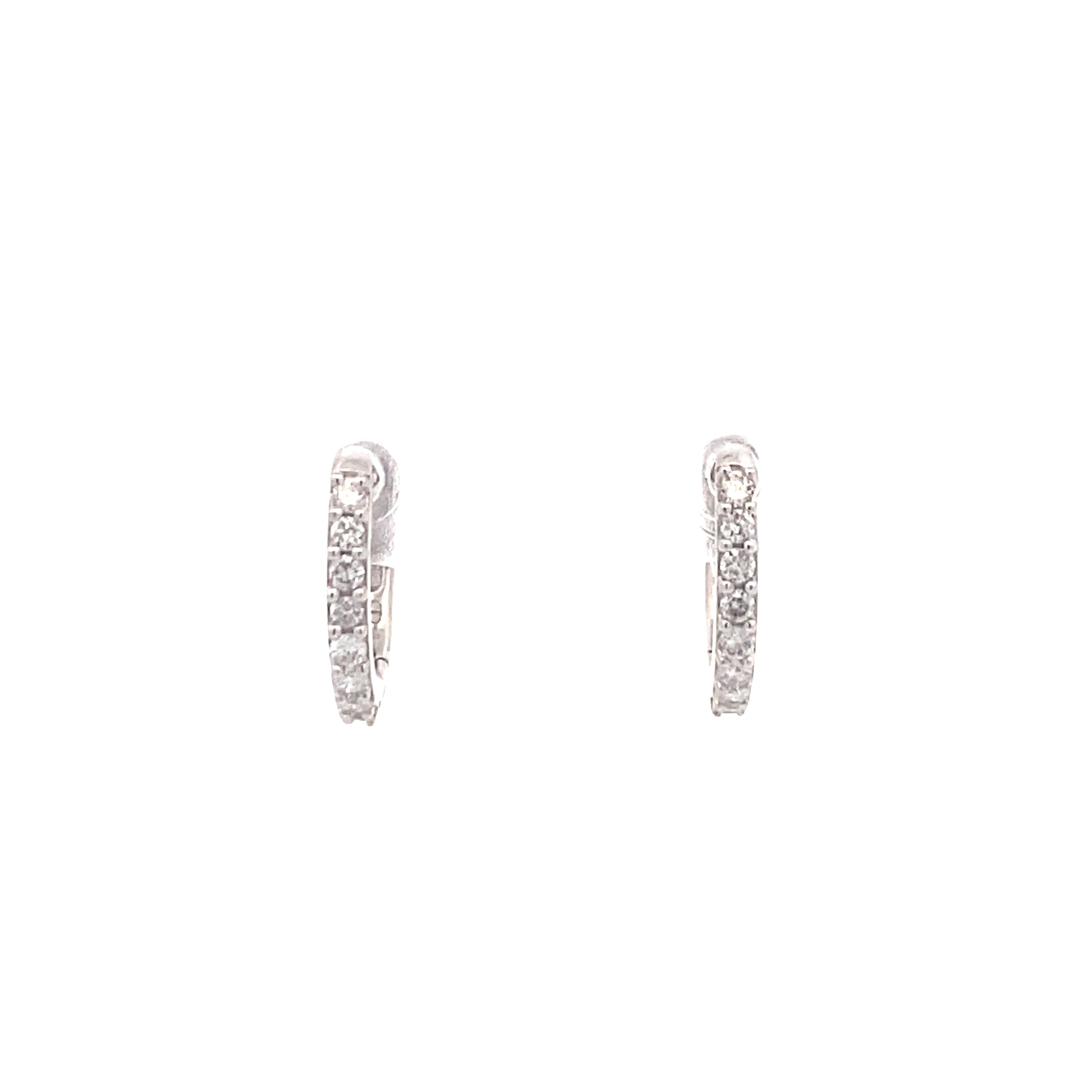 14K White Gold 1/4CT. Petite Diamond Huggie Hoops