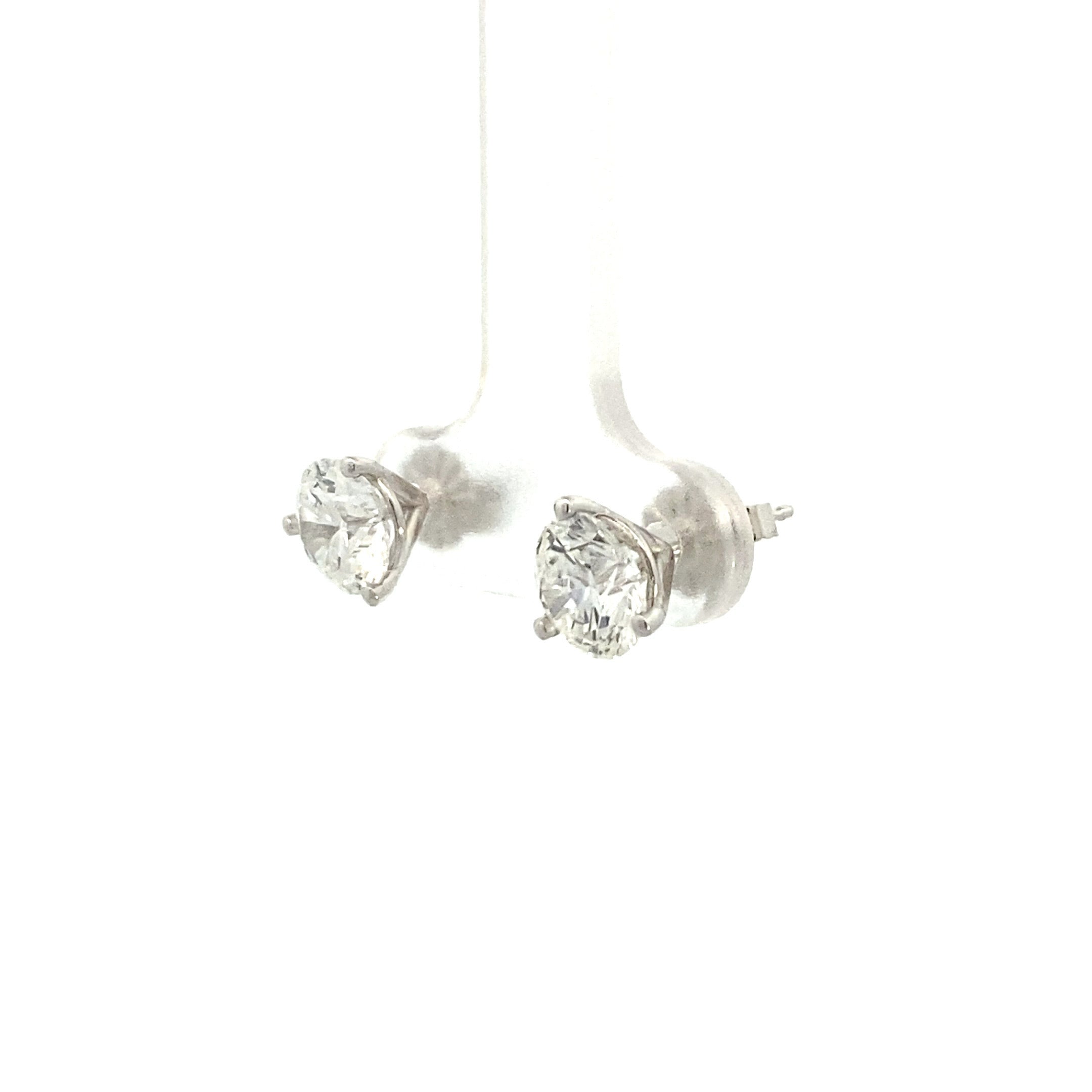 14K White Gold 2-1/2CT. Lab-Grown Martini Set Diamond Stud Earrings