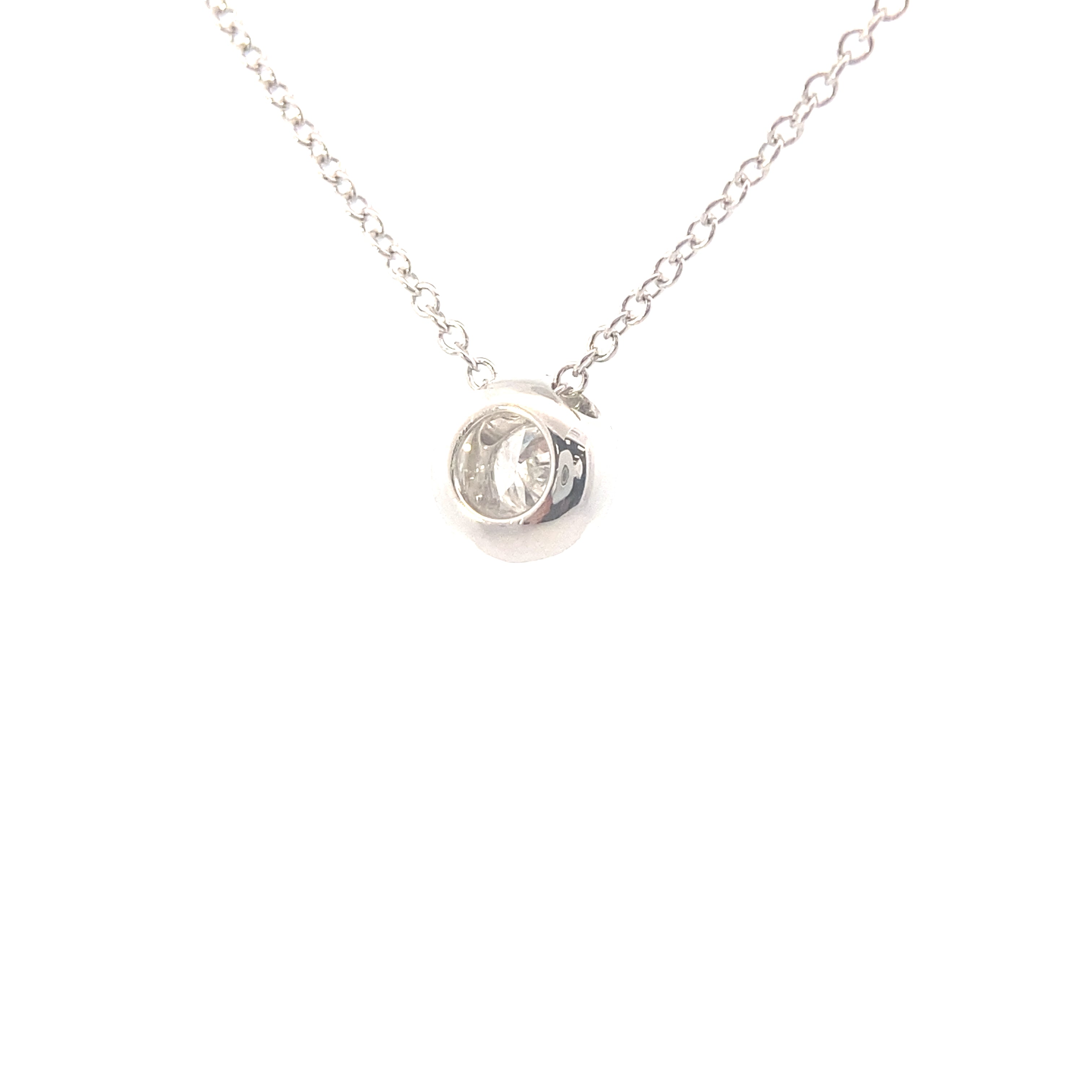 14K White Gold 1/4CT. Diamond Bezel Set Slide Pendant Necklace