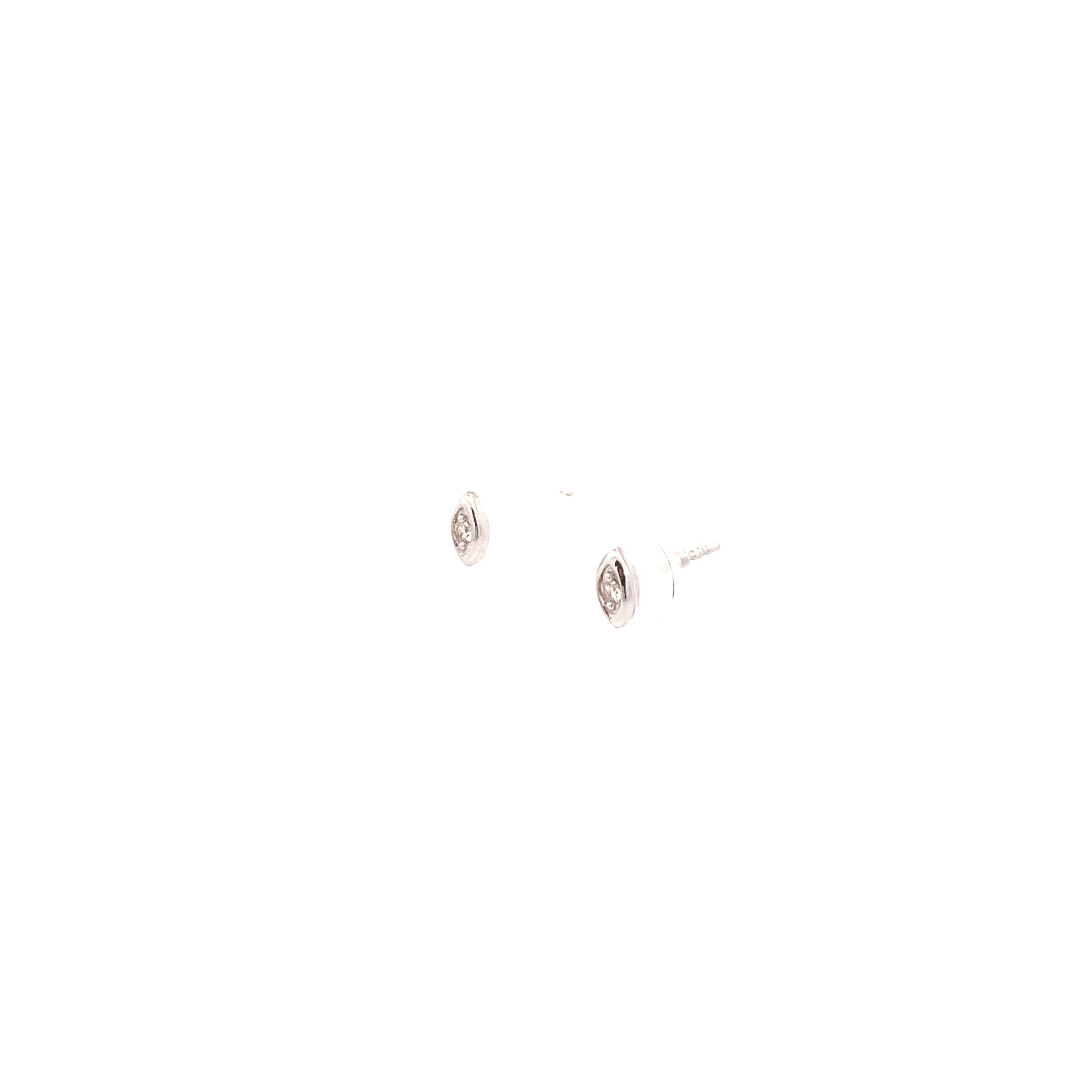 10K White Gold 1/20CT. Diamond Marquise-Framed Stud Earrings