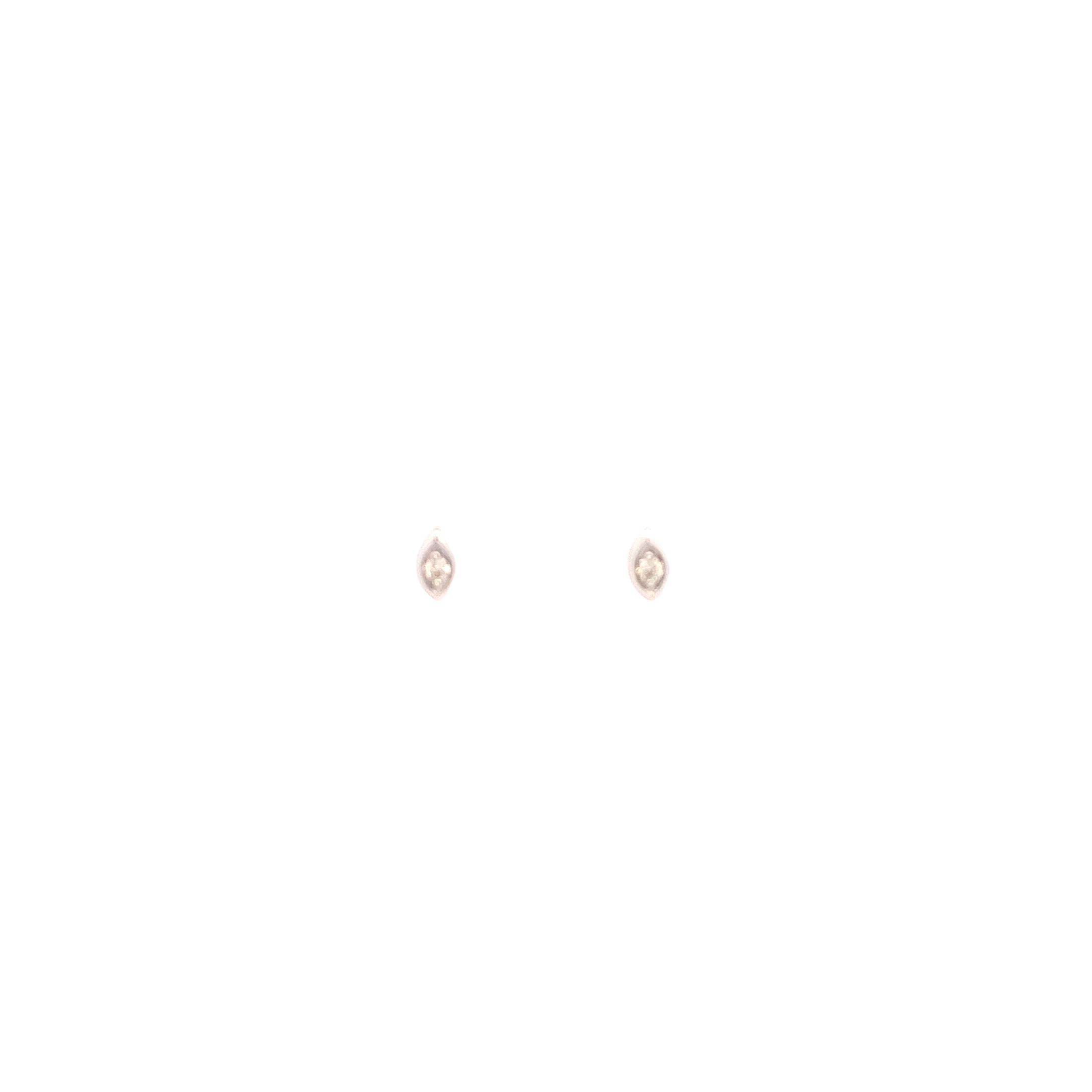 10K White Gold 1/20CT. Diamond Marquise-Framed Stud Earrings