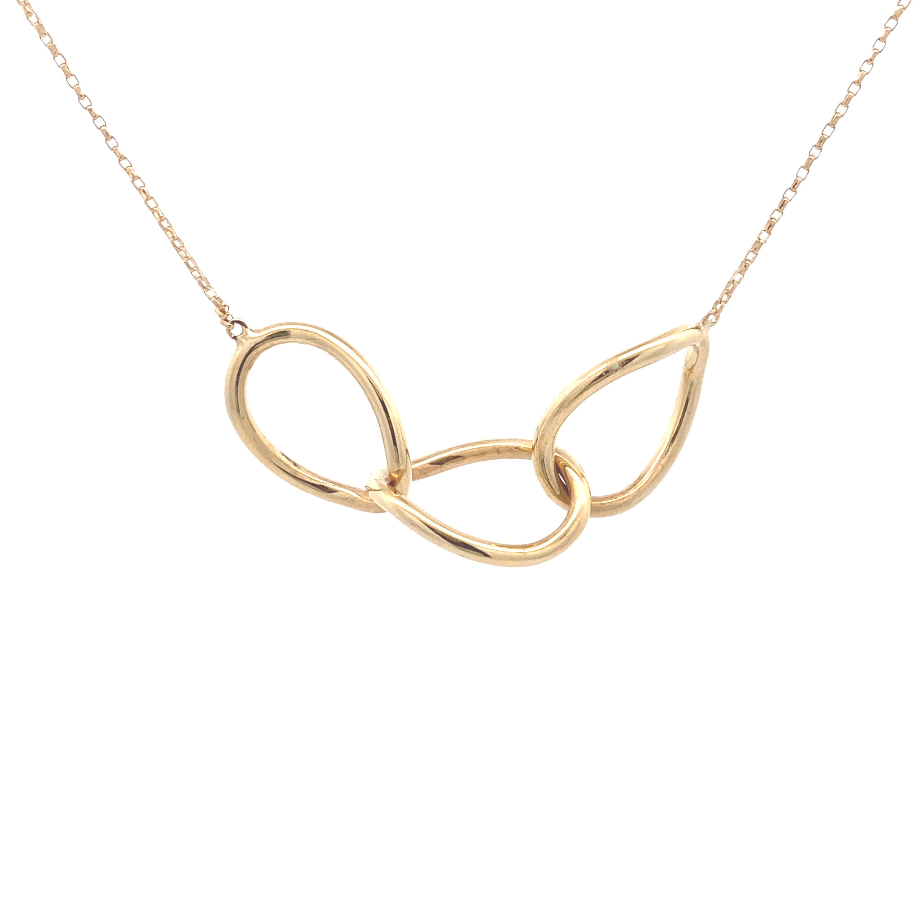 10K Yellow Gold 17" Interlocking Circle Necklace
