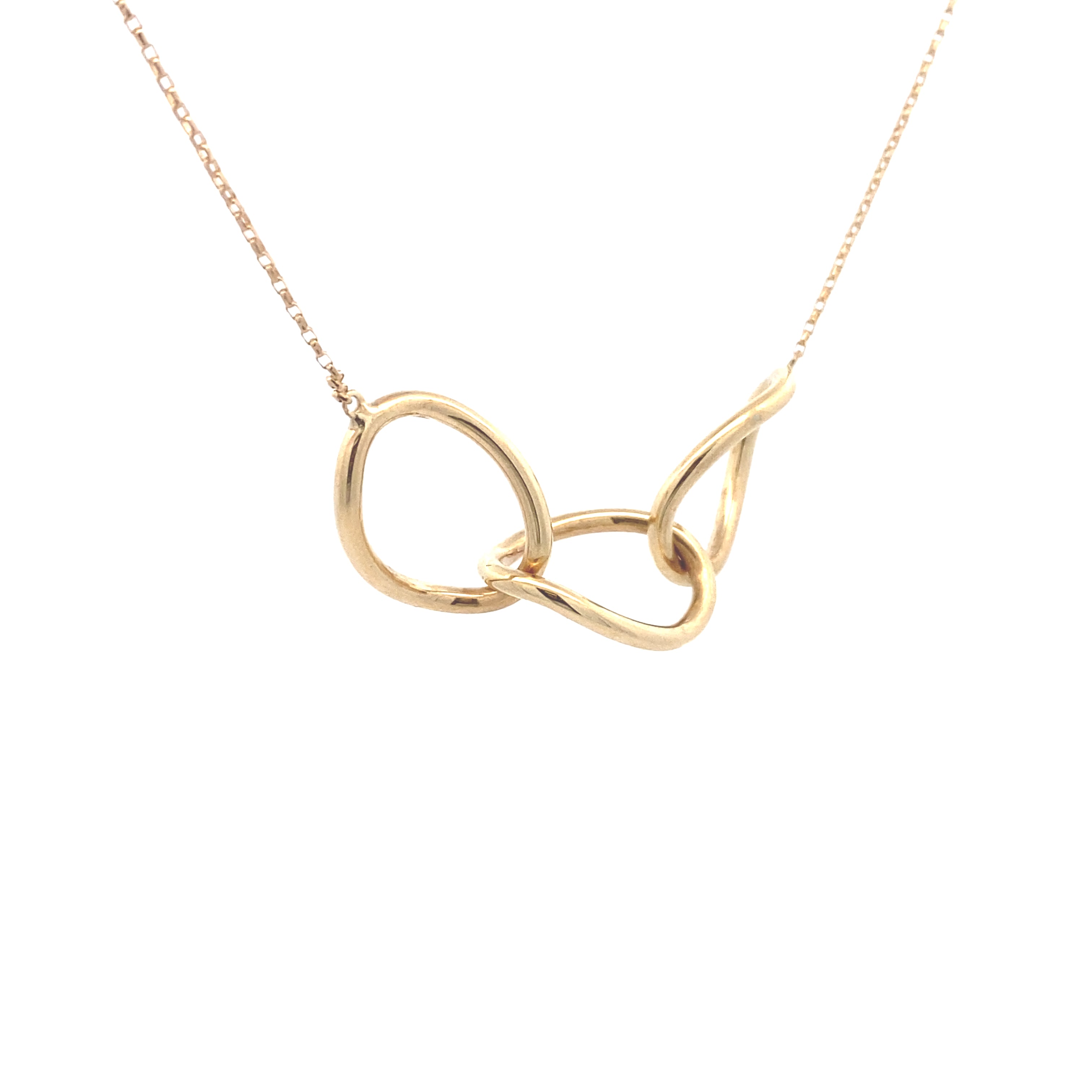10K Yellow Gold 17" Interlocking Circle Necklace
